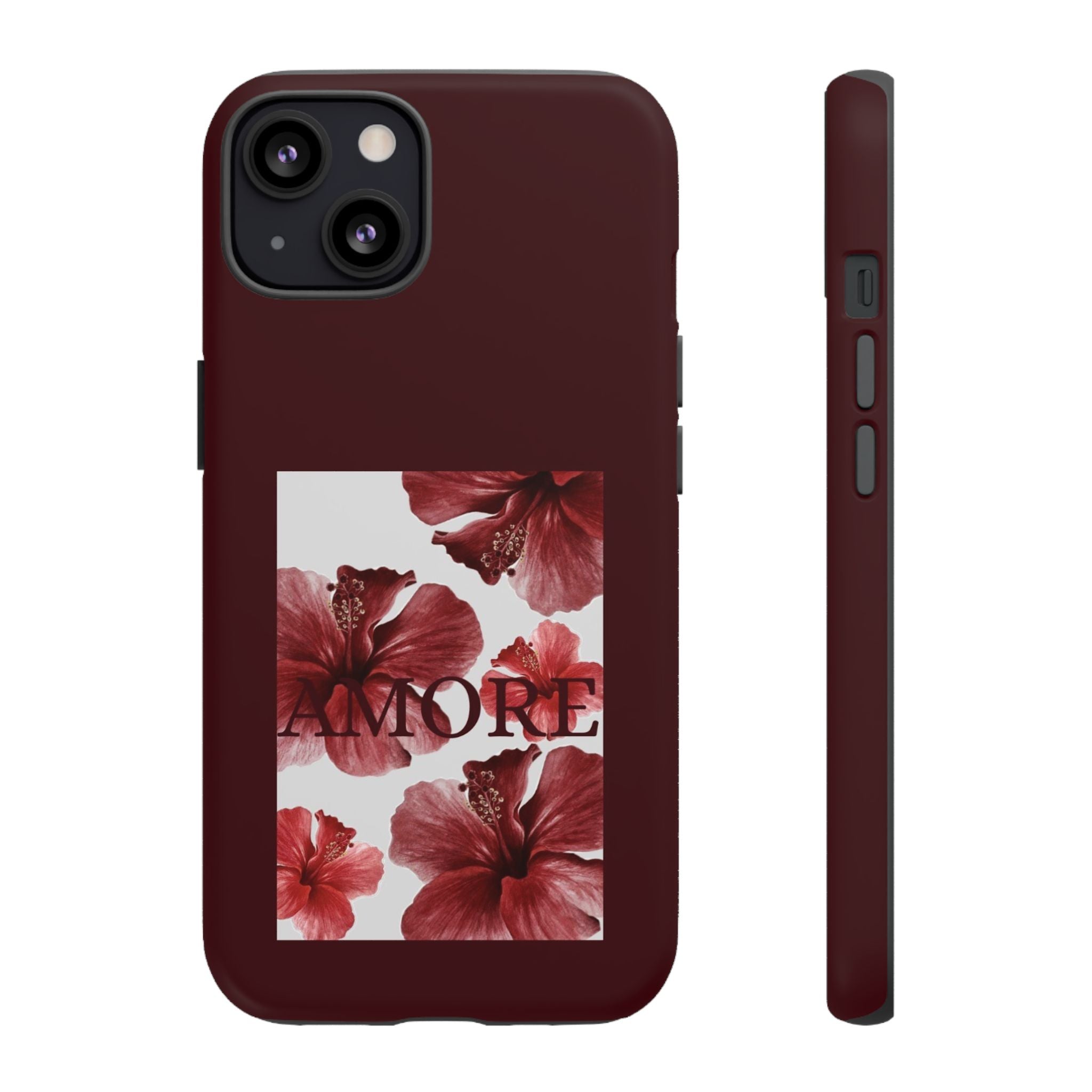 Amore Floral Phone Case — Burgundy Tough Protective Cover