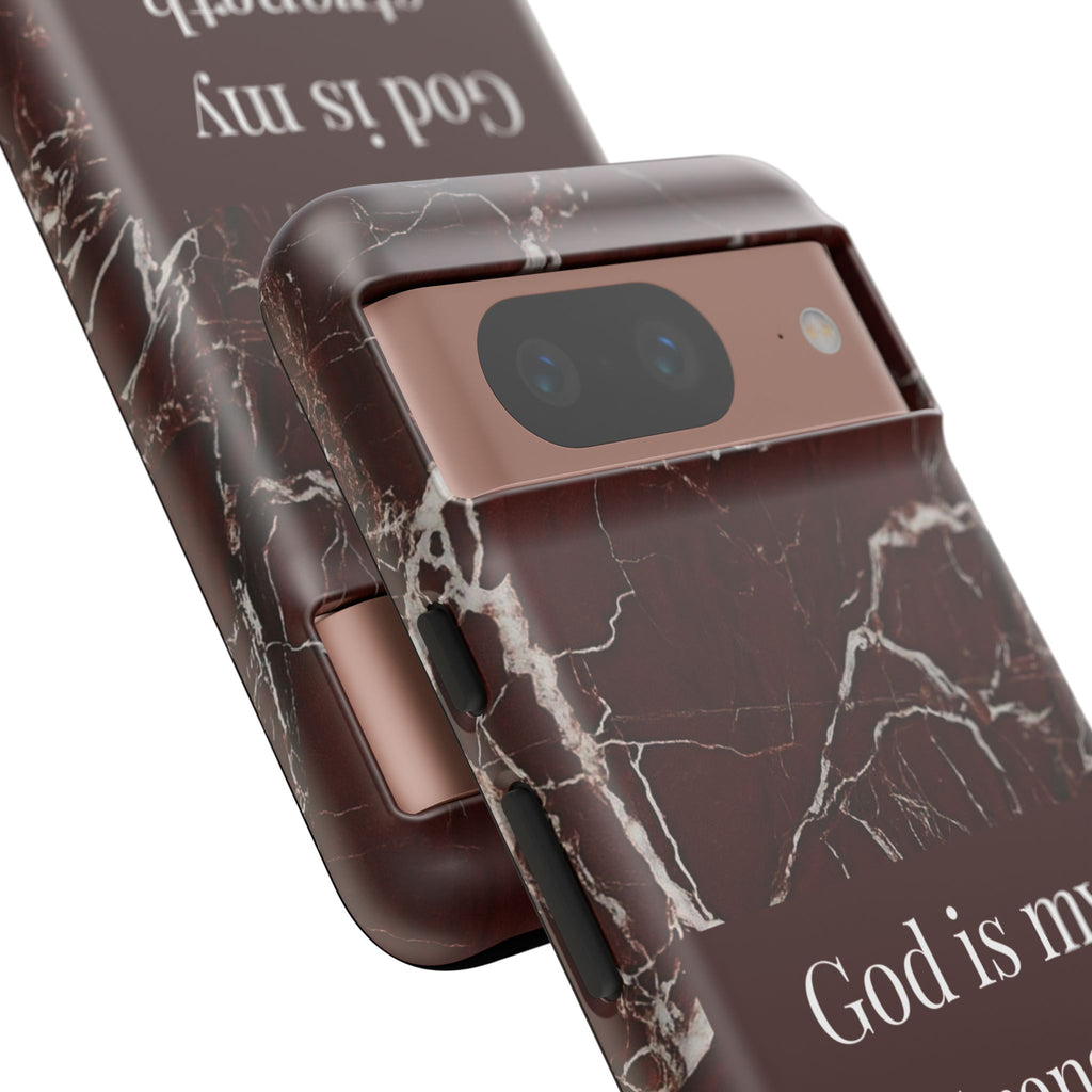 God Is My Strength — Psalm 73:26 Christian Tough Phone Case | Marble Faith Cover
