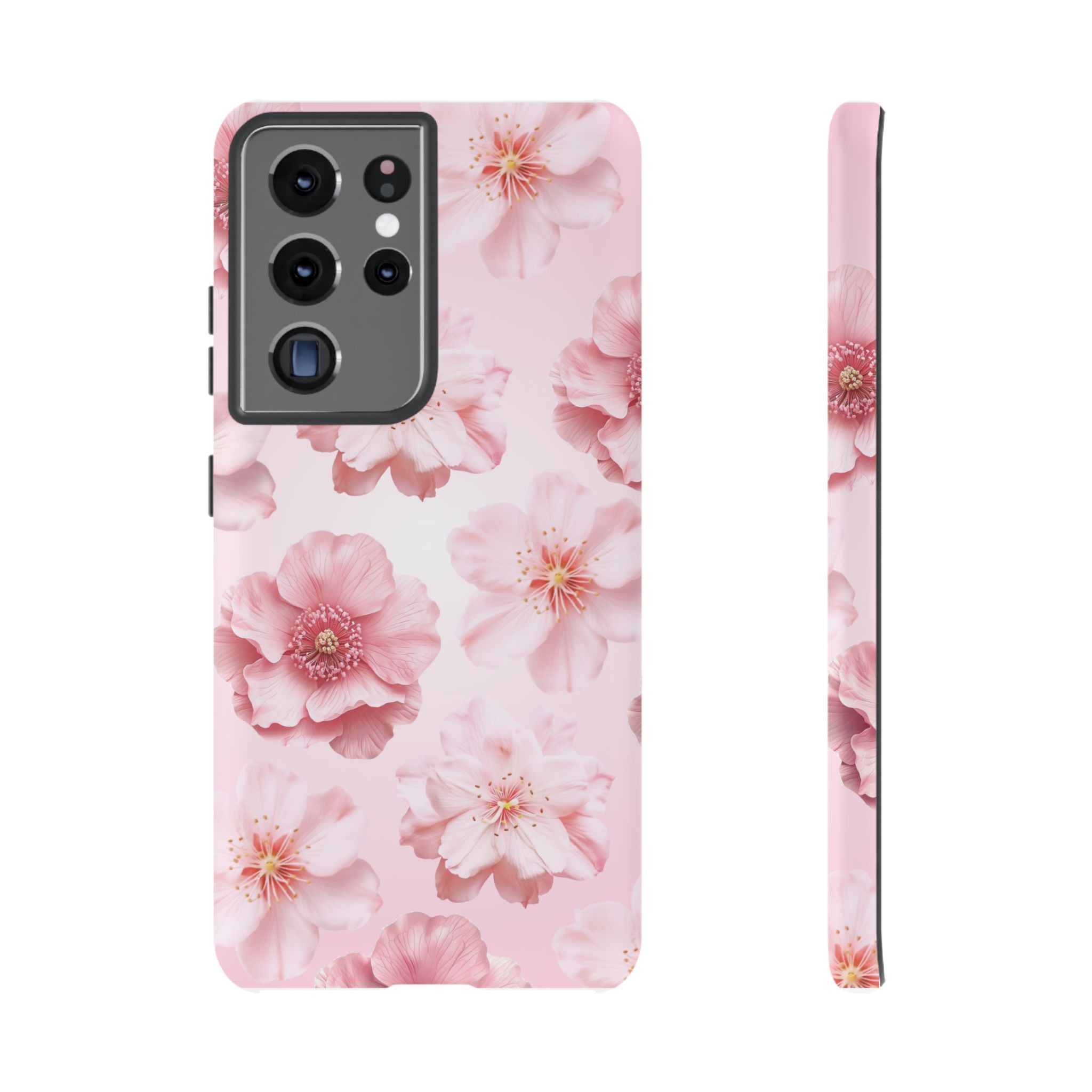 Pink Floral Tough Phone Case — Protective Sakura Blossom Design
