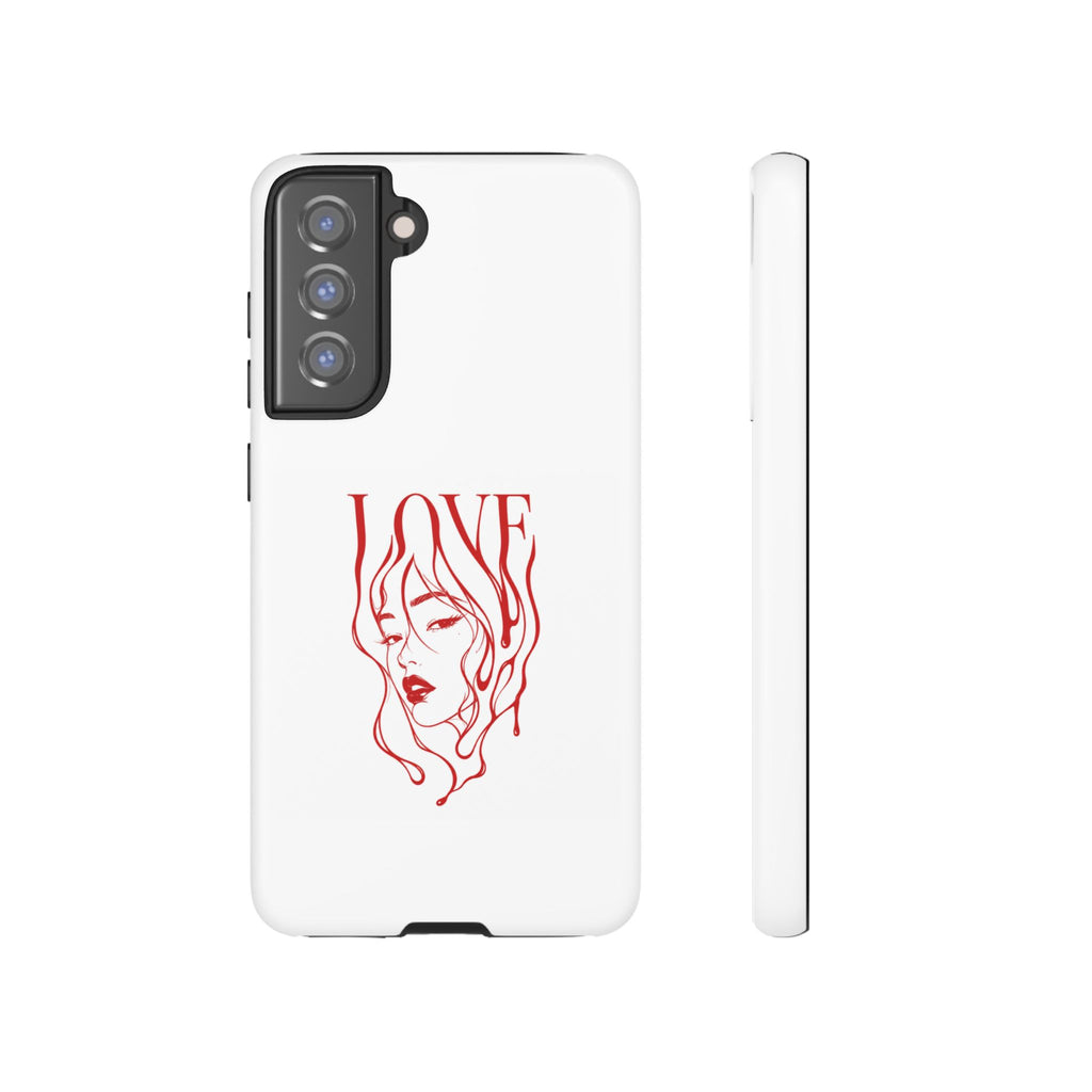 Red Line Art 'Love' Face Design - Tough Case