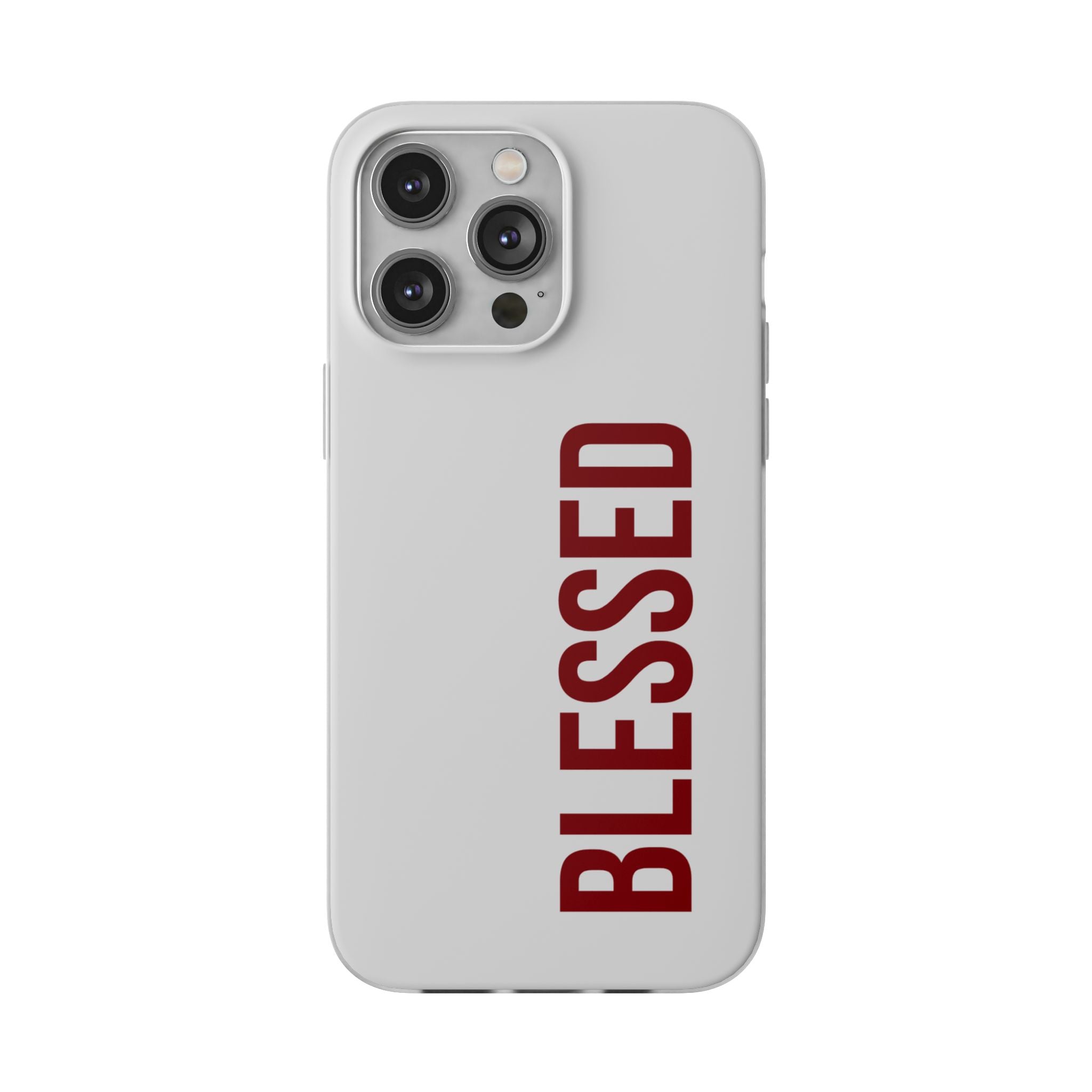 Blessed Phone Case — Vertical Red Typography Clear Flexi Case