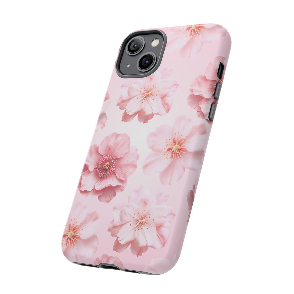 Pink Floral Tough Phone Case — Protective Sakura Blossom Design
