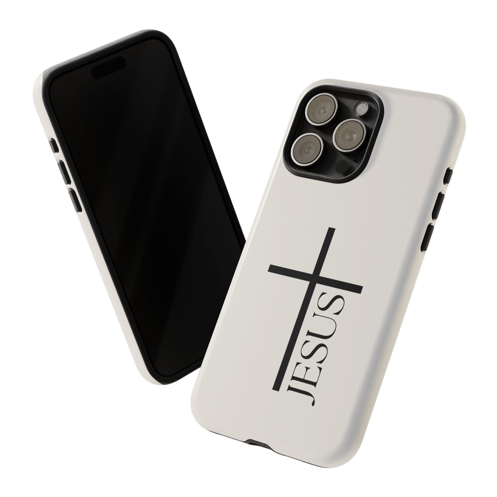 Christian Cross Phone Case - JESUS Vertical Minimalist iPhone Cover