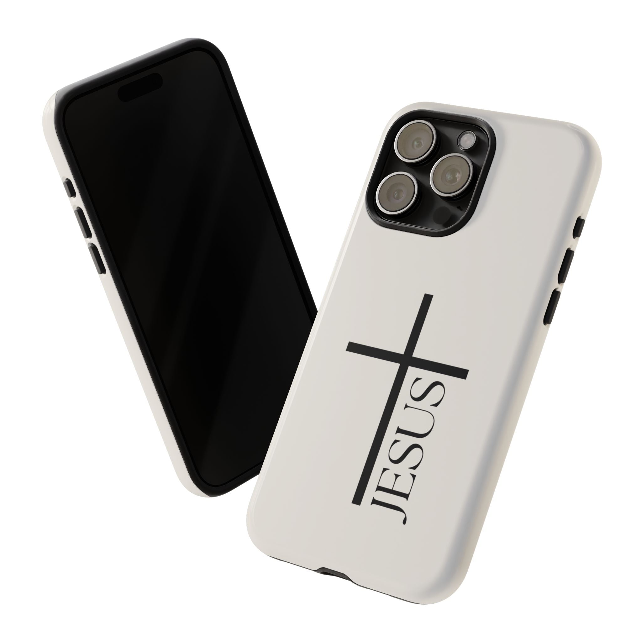 Christian Cross Phone Case - JESUS Vertical Minimalist iPhone Cover