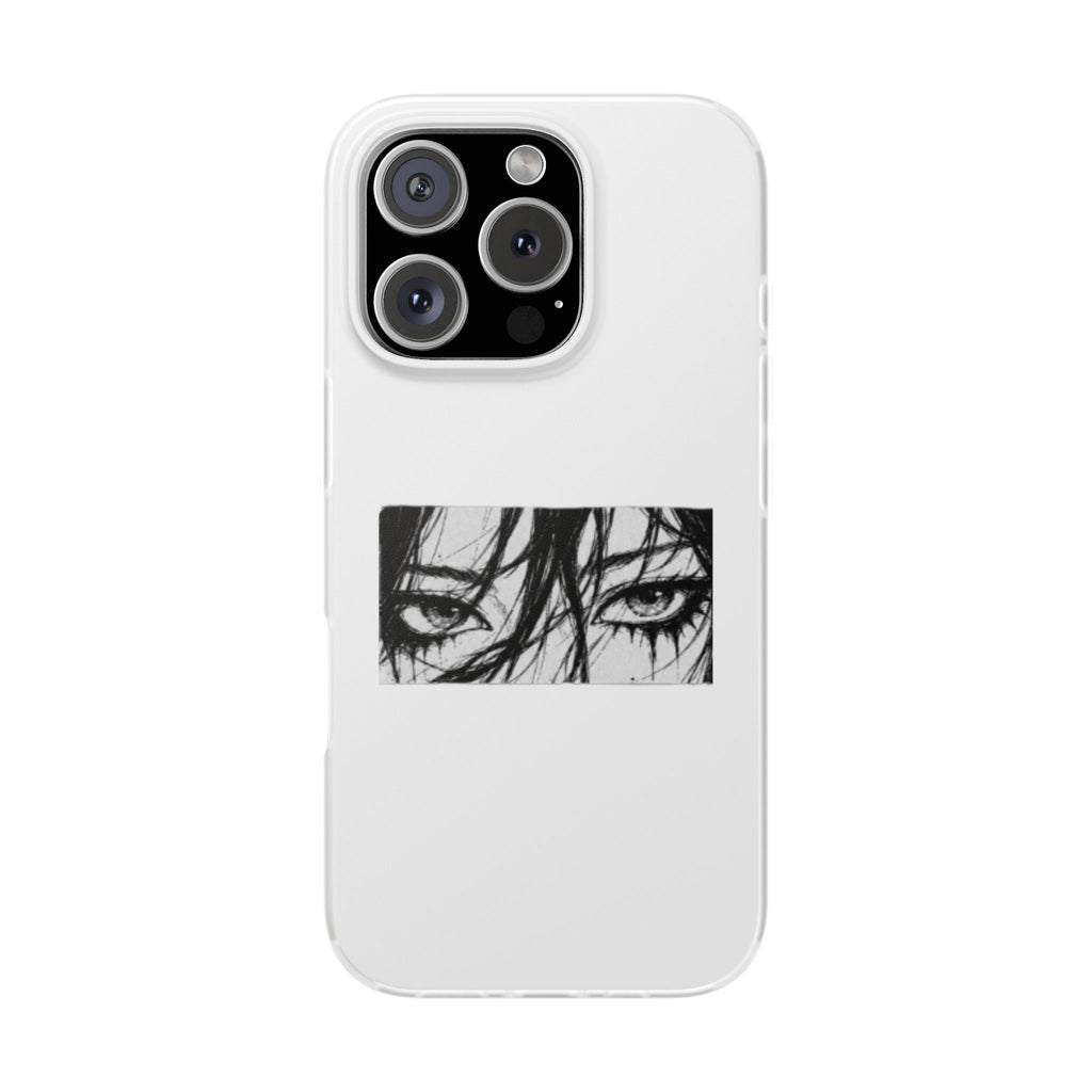 Anime Eyes Illustration Phone Case - Moody Black & White Flexi Case