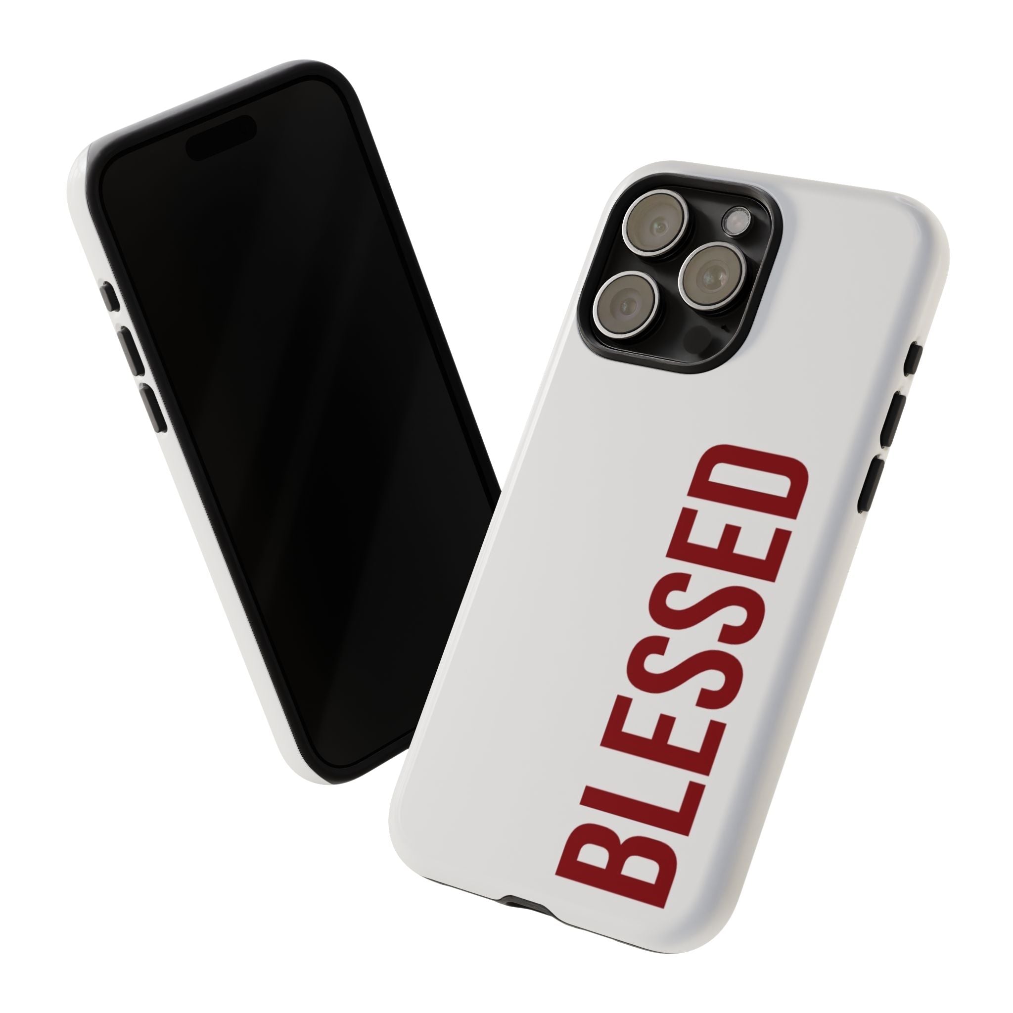 Blessed Vertical Phone Case — Protective Slim iPhone Cover with Red 'BLESSED' Text