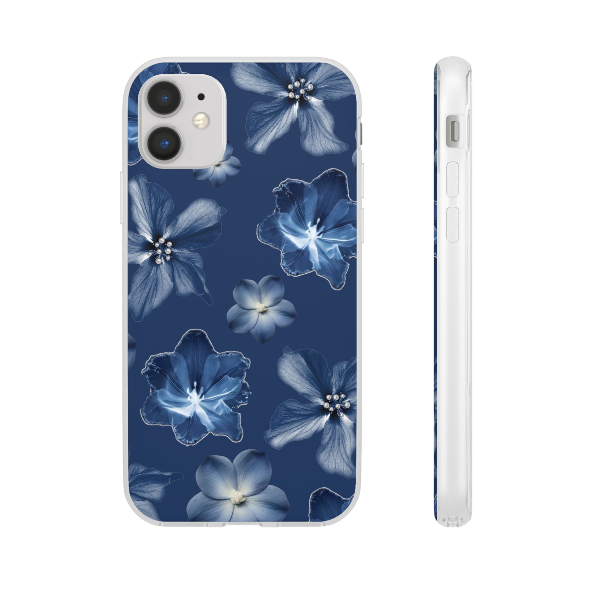 Floral Blue Phone Case — Navy Watercolor Blossom Flexi Case