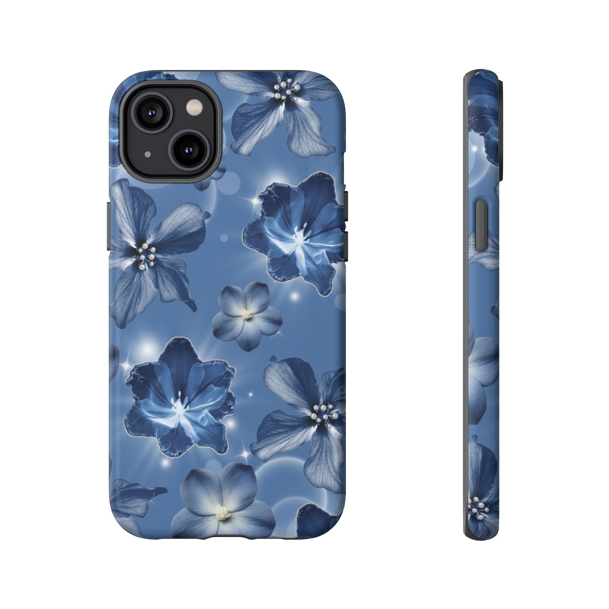 Blue Floral Tough Phone Case — Protective Blossom Design