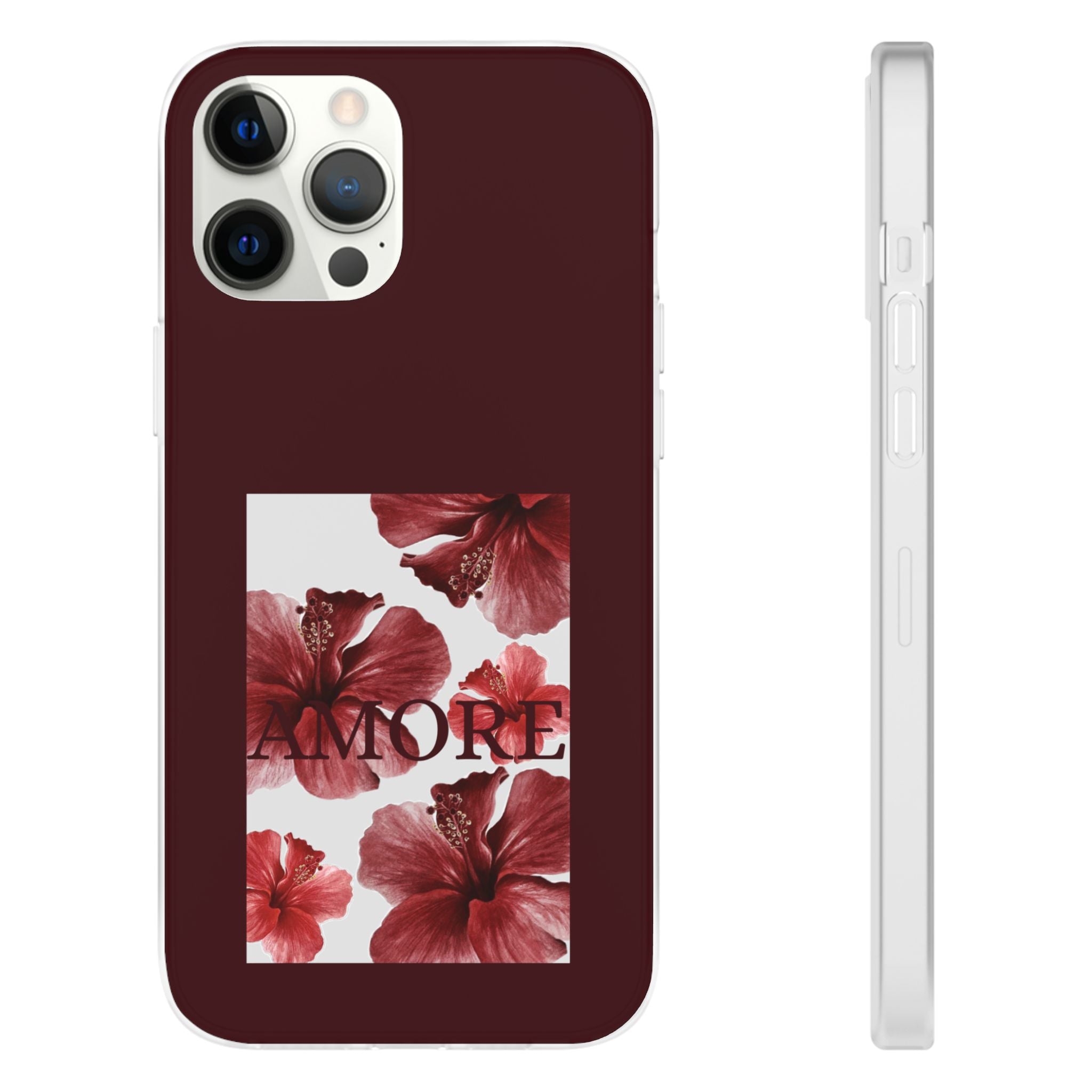 Floral Amore Phone Case — Burgundy Hibiscus Flexible Protection
