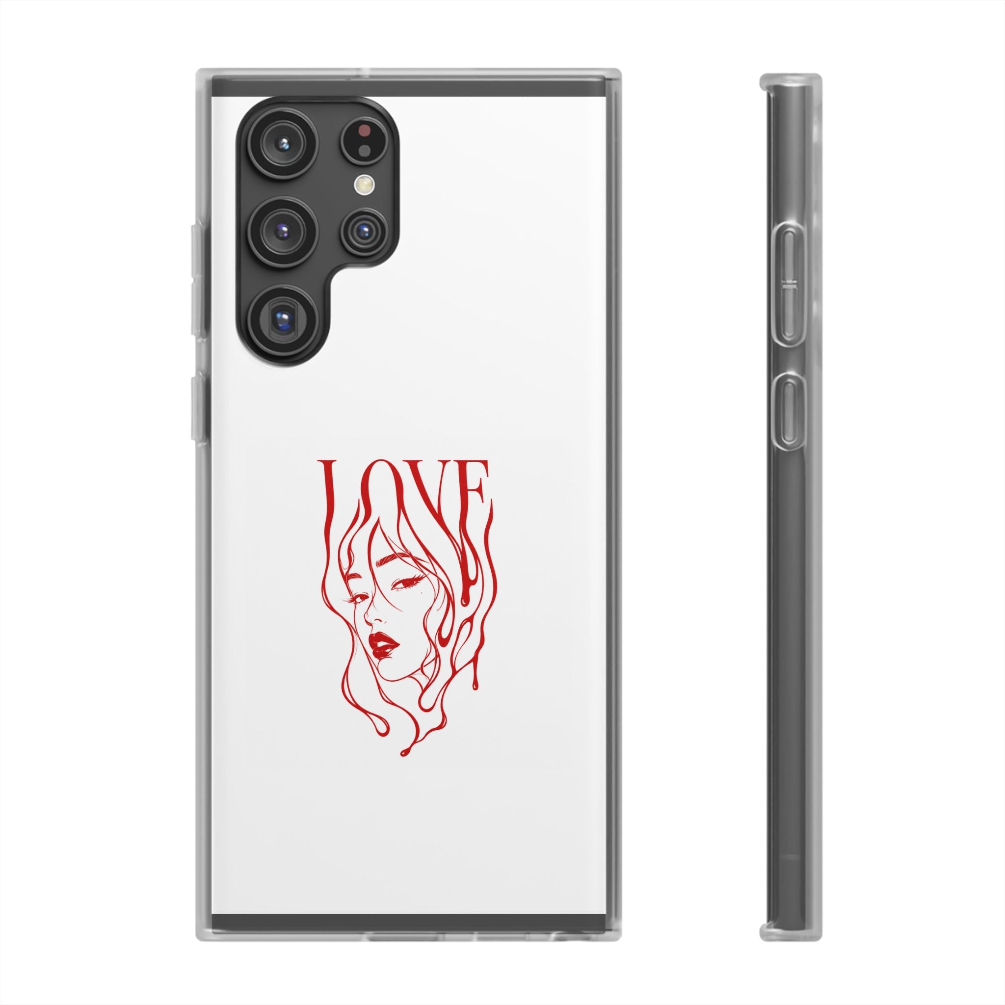 Red Line Art 'LOVE'  Face Design - Flexi Case