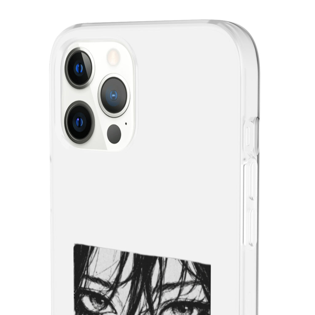Anime Eyes Illustration Phone Case - Moody Black & White Flexi Case