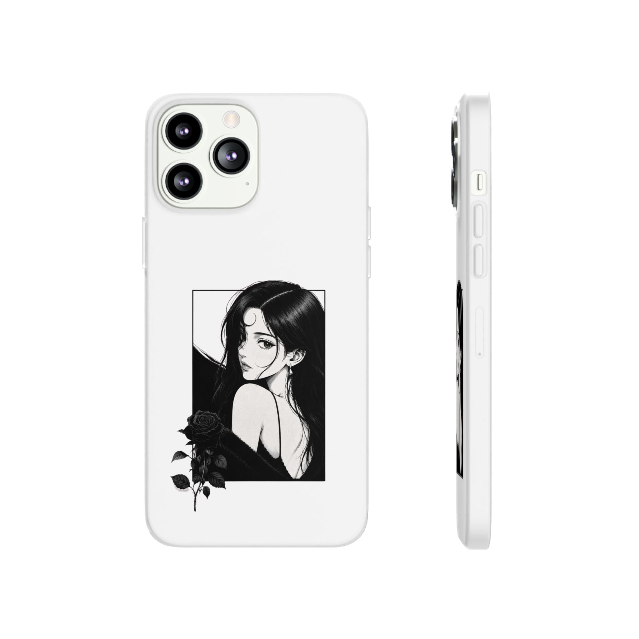 Anime Girl Noir Black Rose Illustration Flexi Case