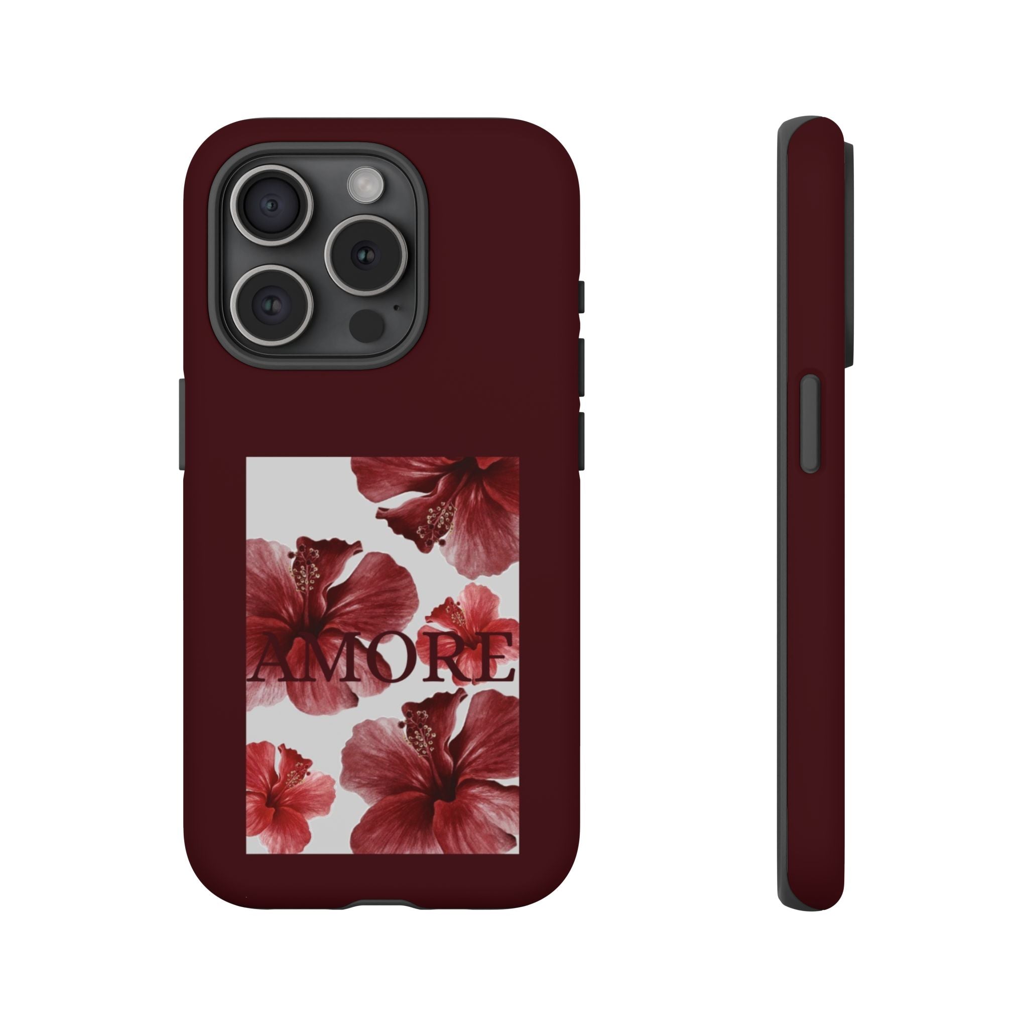 Amore Floral Phone Case — Burgundy Tough Protective Cover