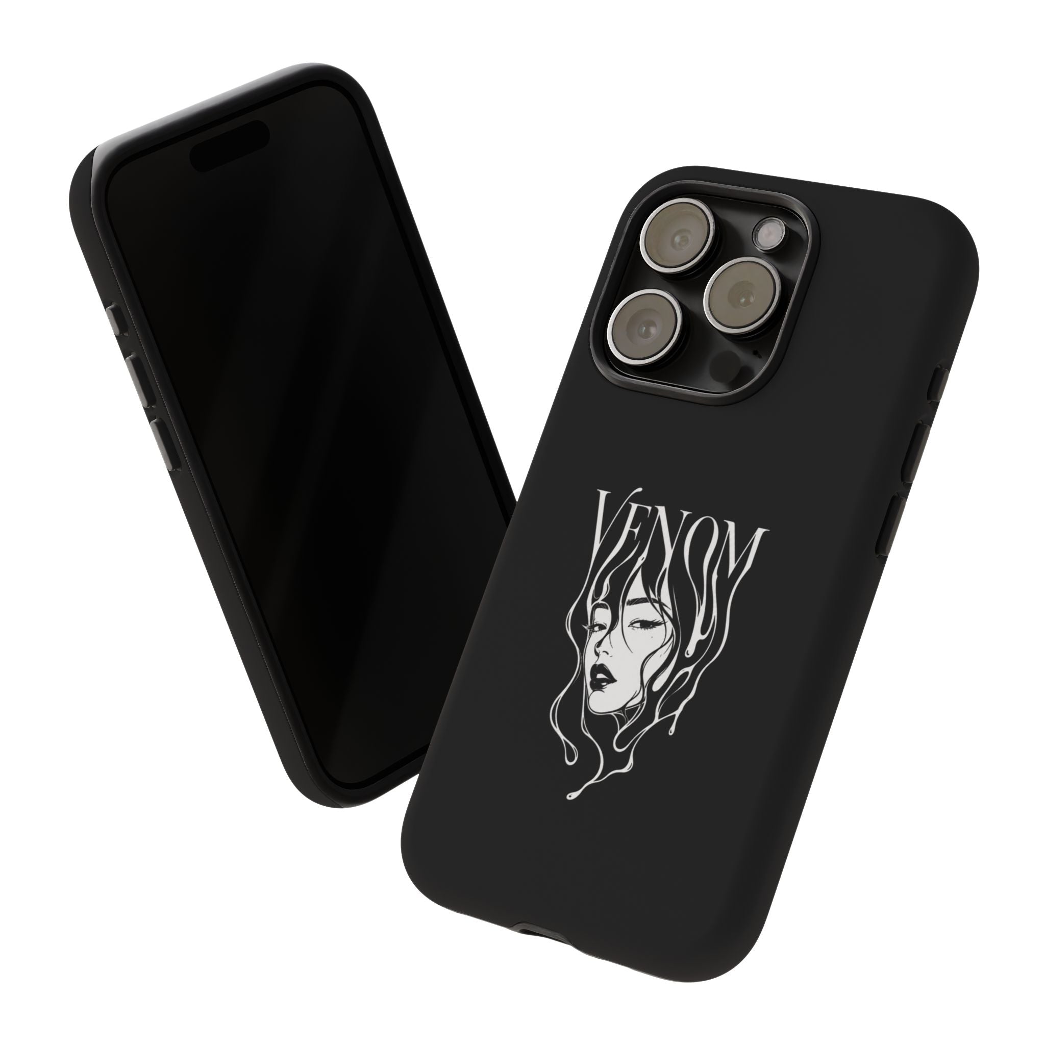 Venom Goth Phone Case — Black Protective Tough Case with Dark Femme Artwork