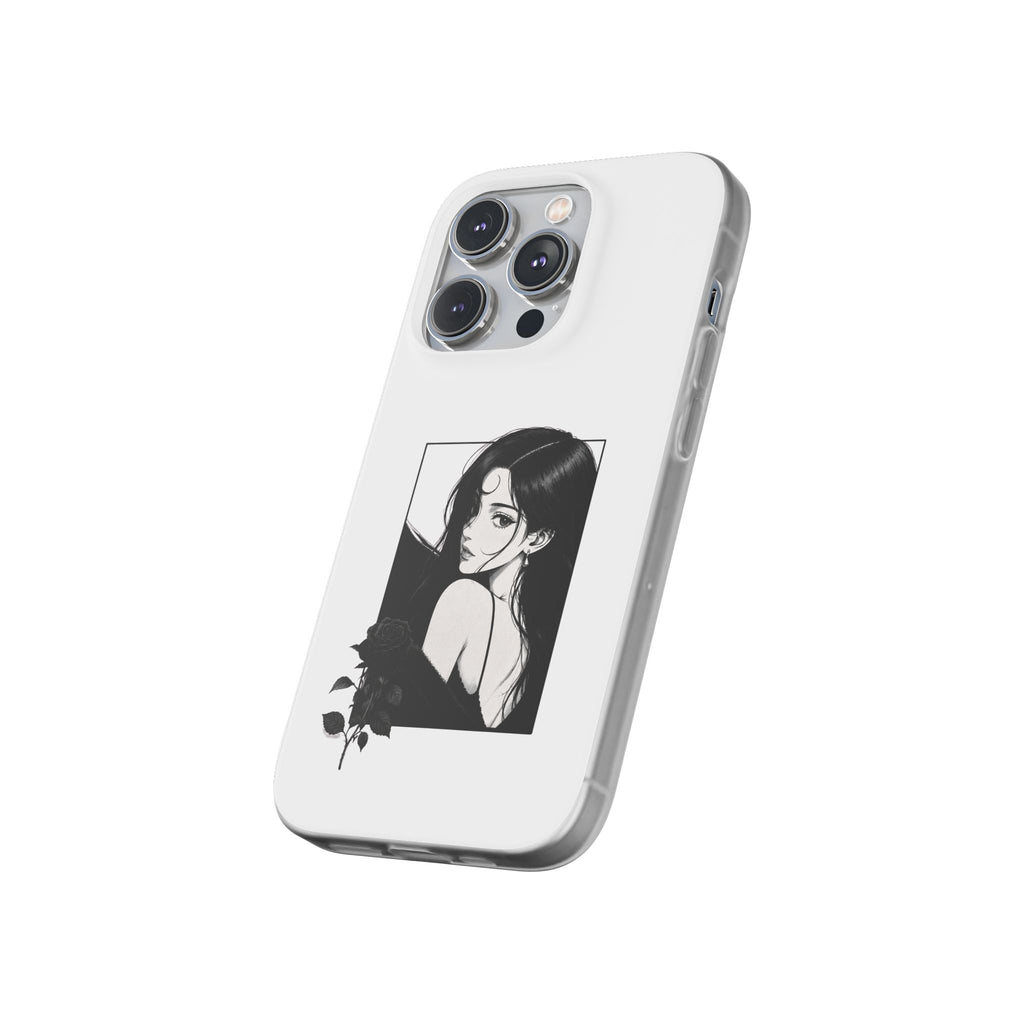Anime Girl Noir Black Rose Illustration Flexi Case