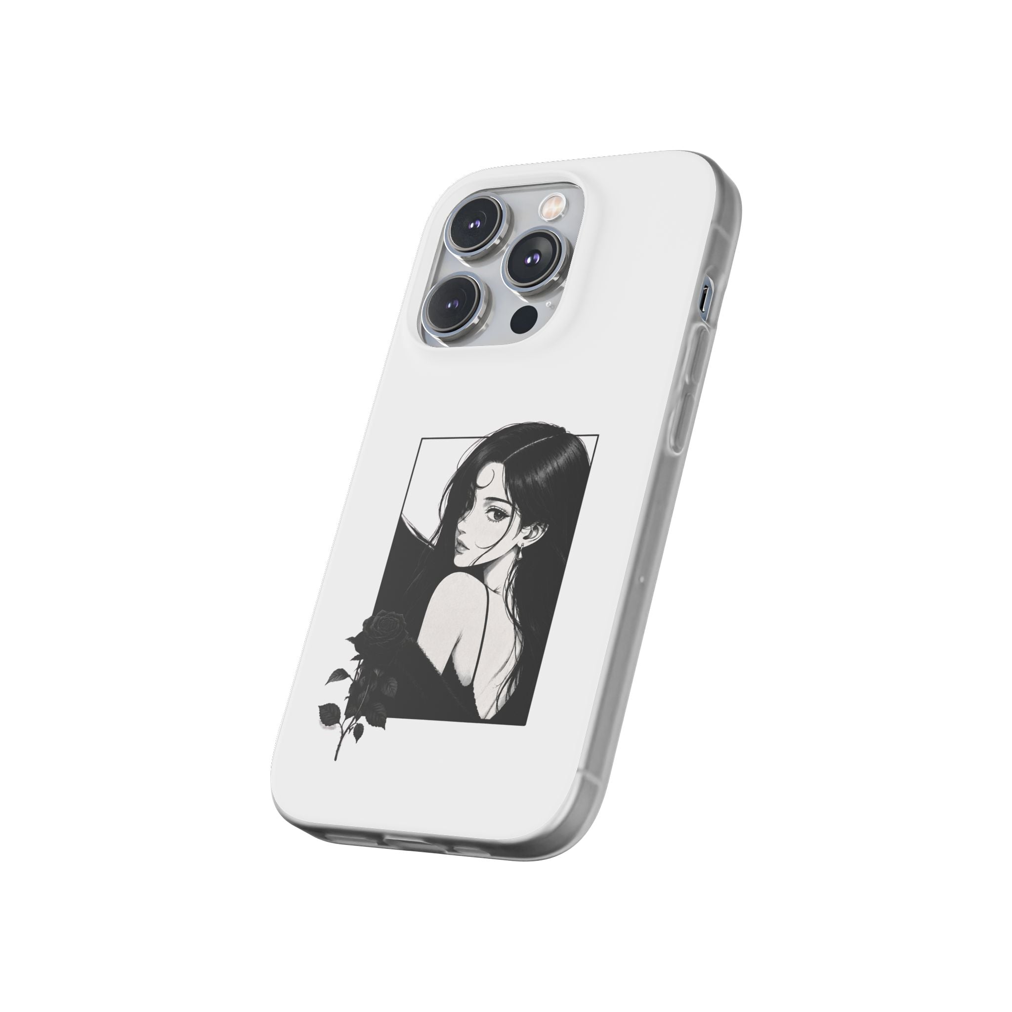 Anime Girl Noir Black Rose Illustration Flexi Case