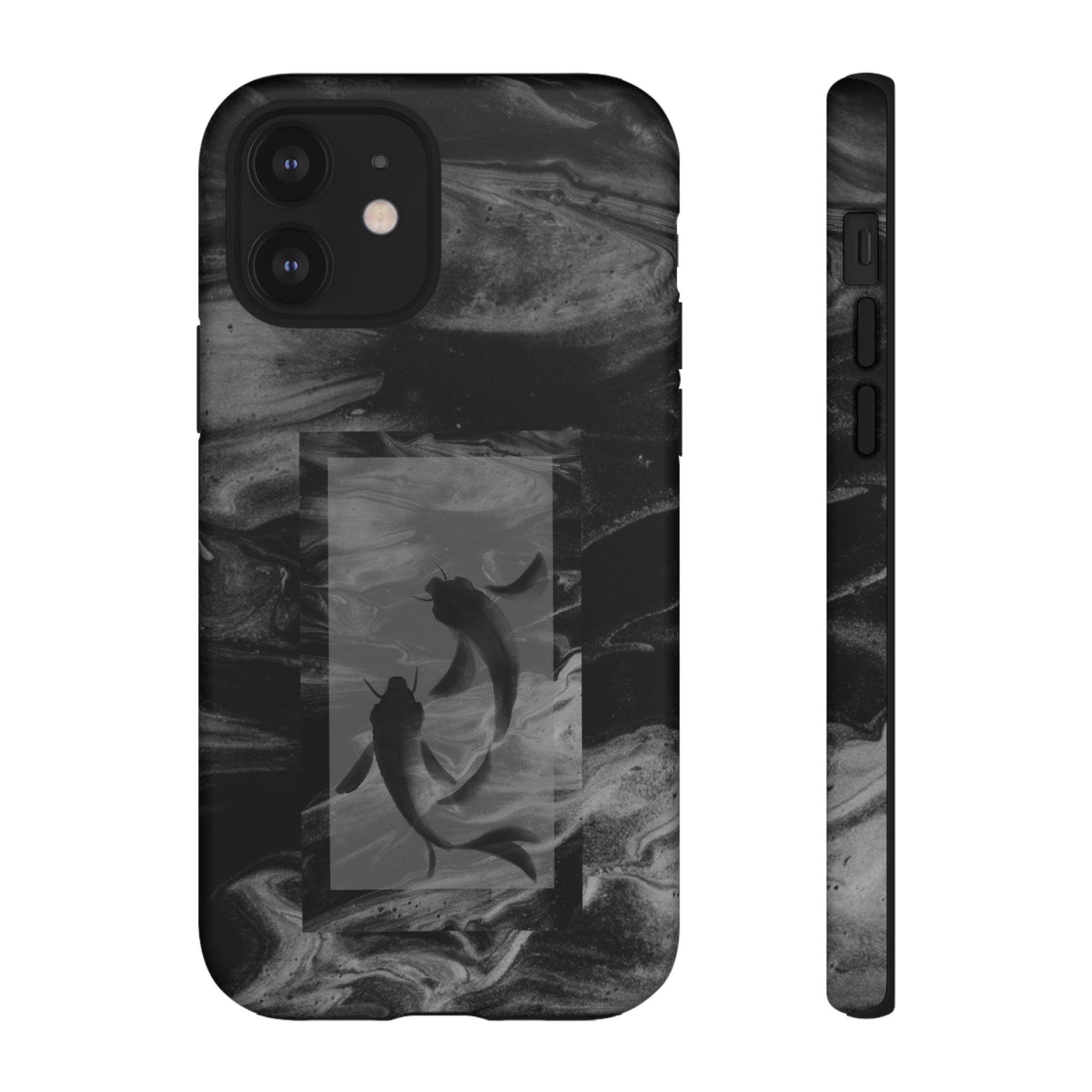 Koi Yin-Yang Marble Phone Case – Black Smoky Art Protection