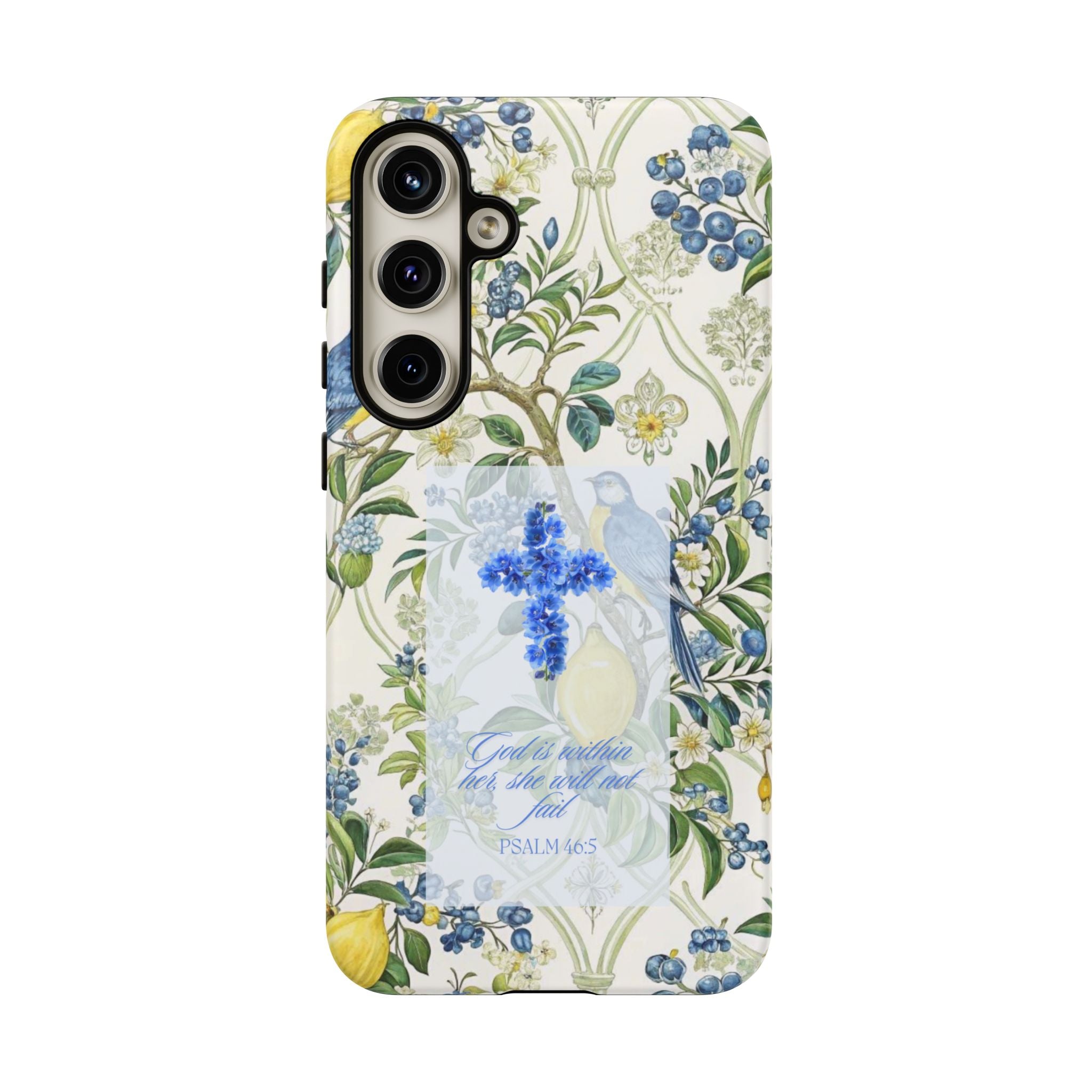 Floral Cross Tough Phone Case — Psalms Blessing Protective Cover