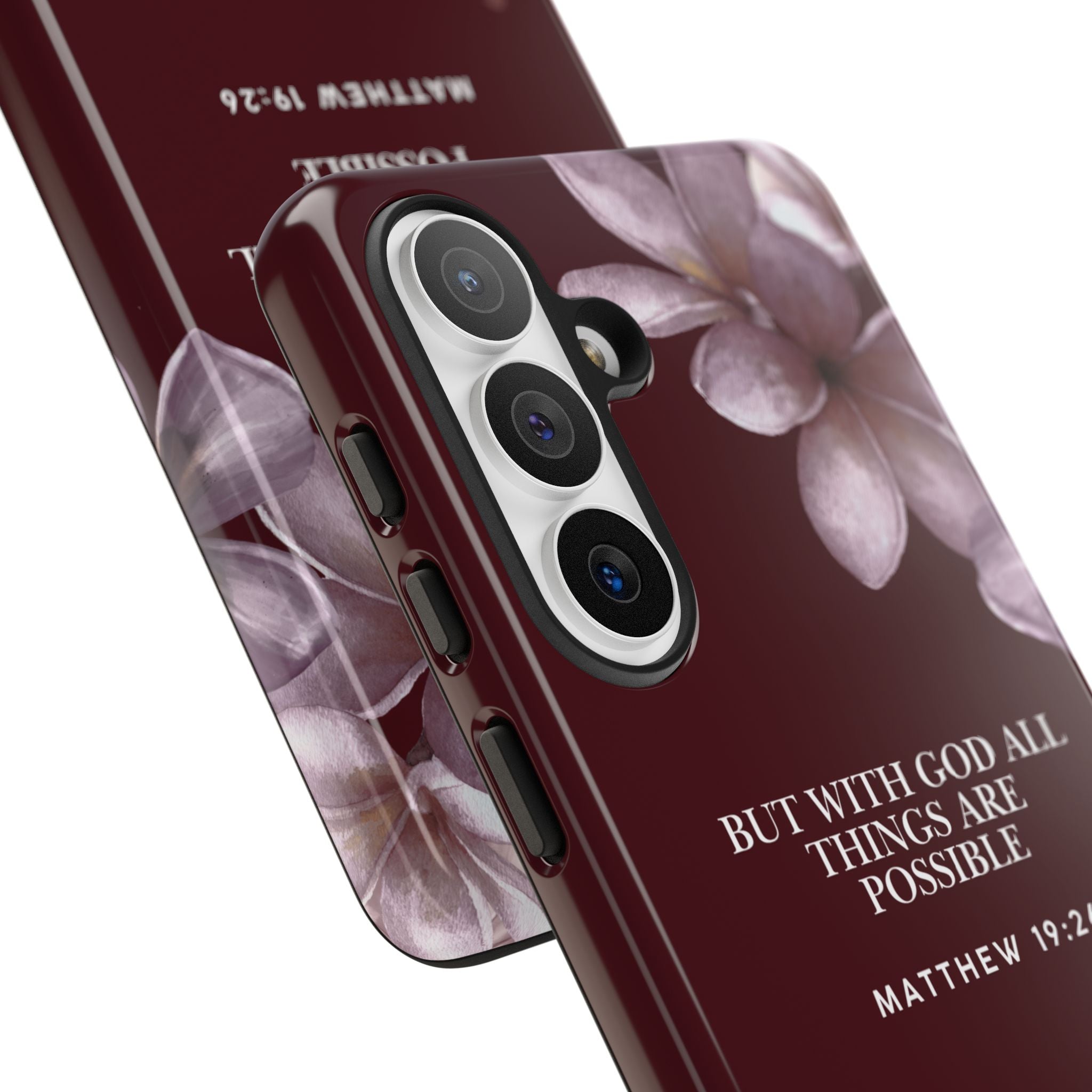But With God All Things Are Possible — Floral Bible Verse Christian Tough Phone Case