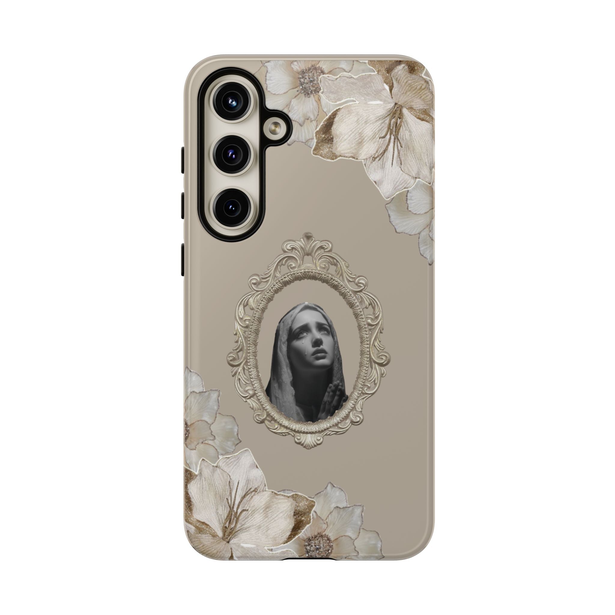 Vintage Floral Phone Case with Sacred Madonna Portrait