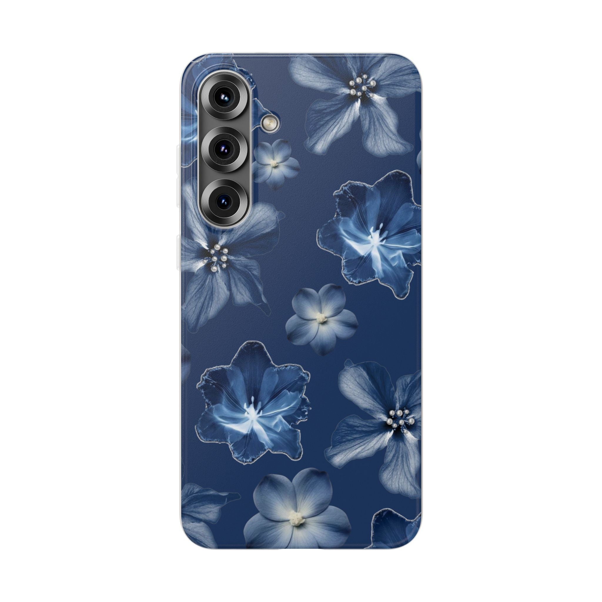 Floral Blue Phone Case — Navy Watercolor Blossom Flexi Case