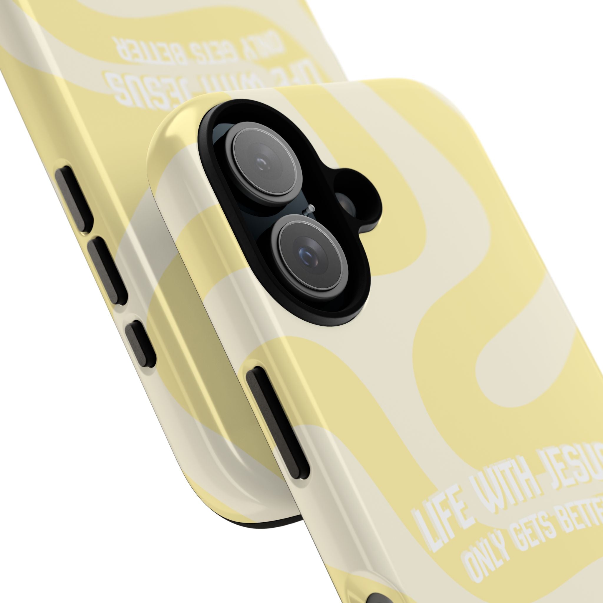 Yellow Swirl Phone Case - "Life With Jesus Only Gets Better" Christian iPhone Cover Tough Case