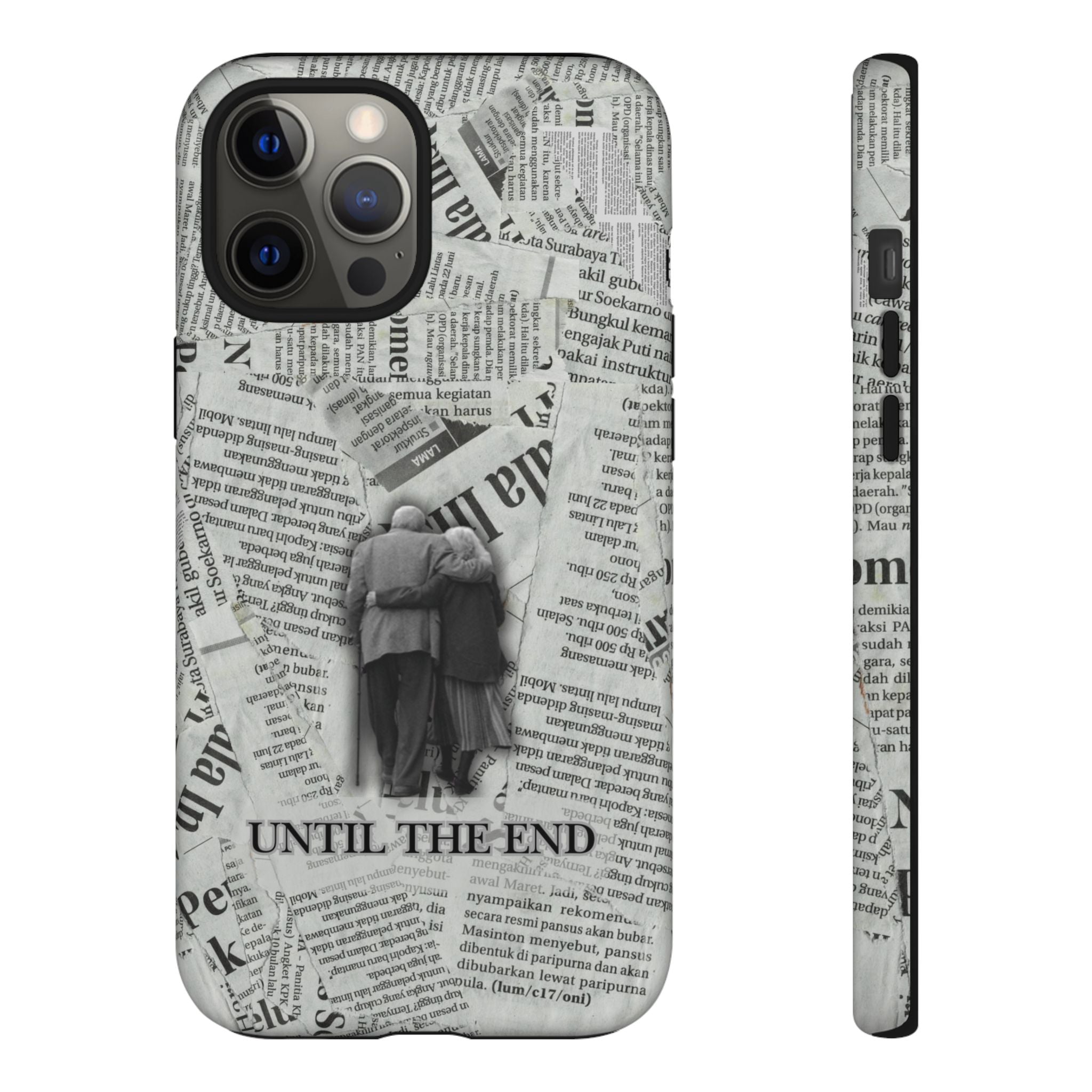 Until the End Newspaper Collage Phone Case