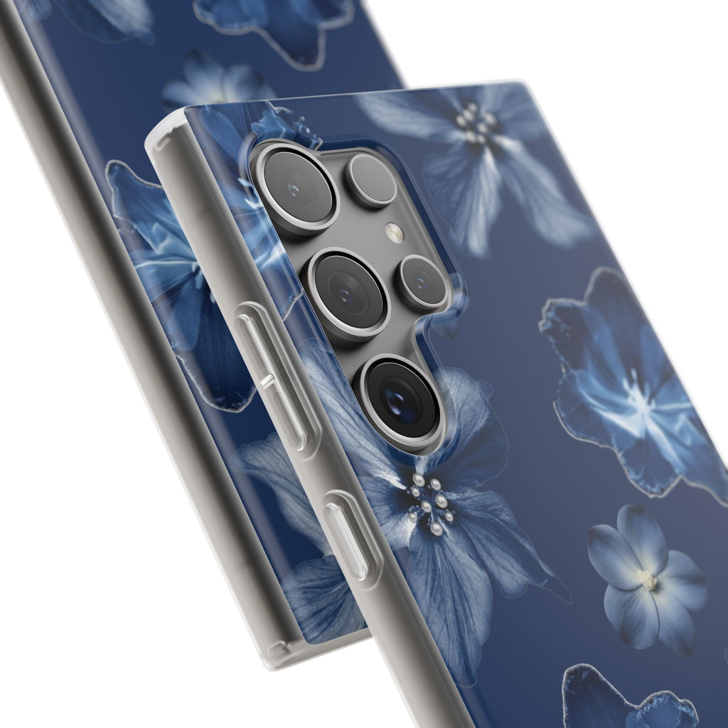 Floral Blue Phone Case — Navy Watercolor Blossom Flexi Case