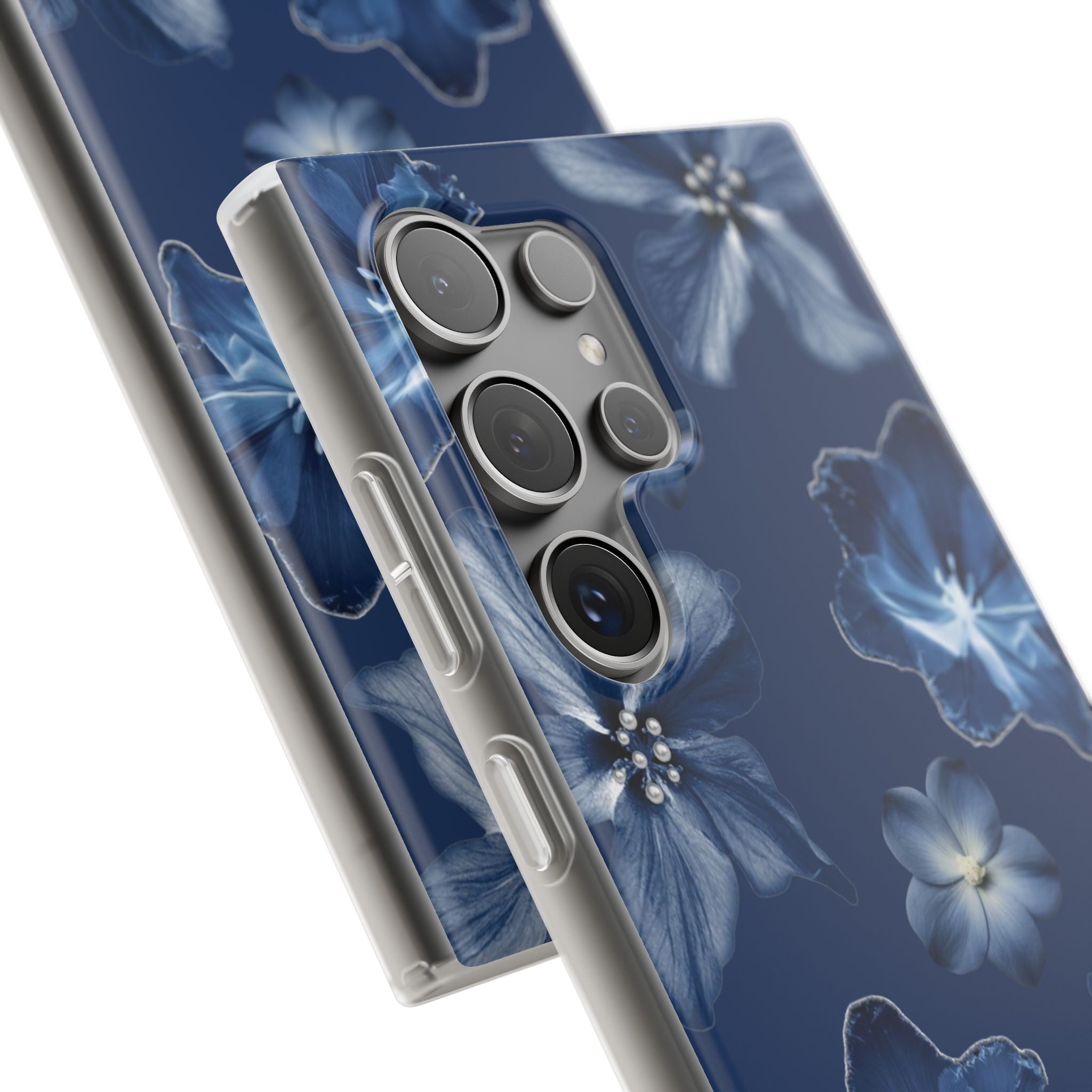 Floral Blue Phone Case — Navy Watercolor Blossom Flexi Case