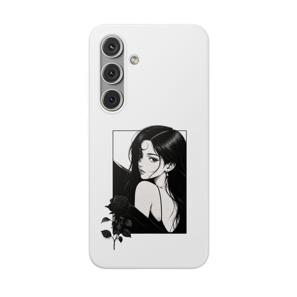 Anime Girl Noir Black Rose Illustration Flexi Case