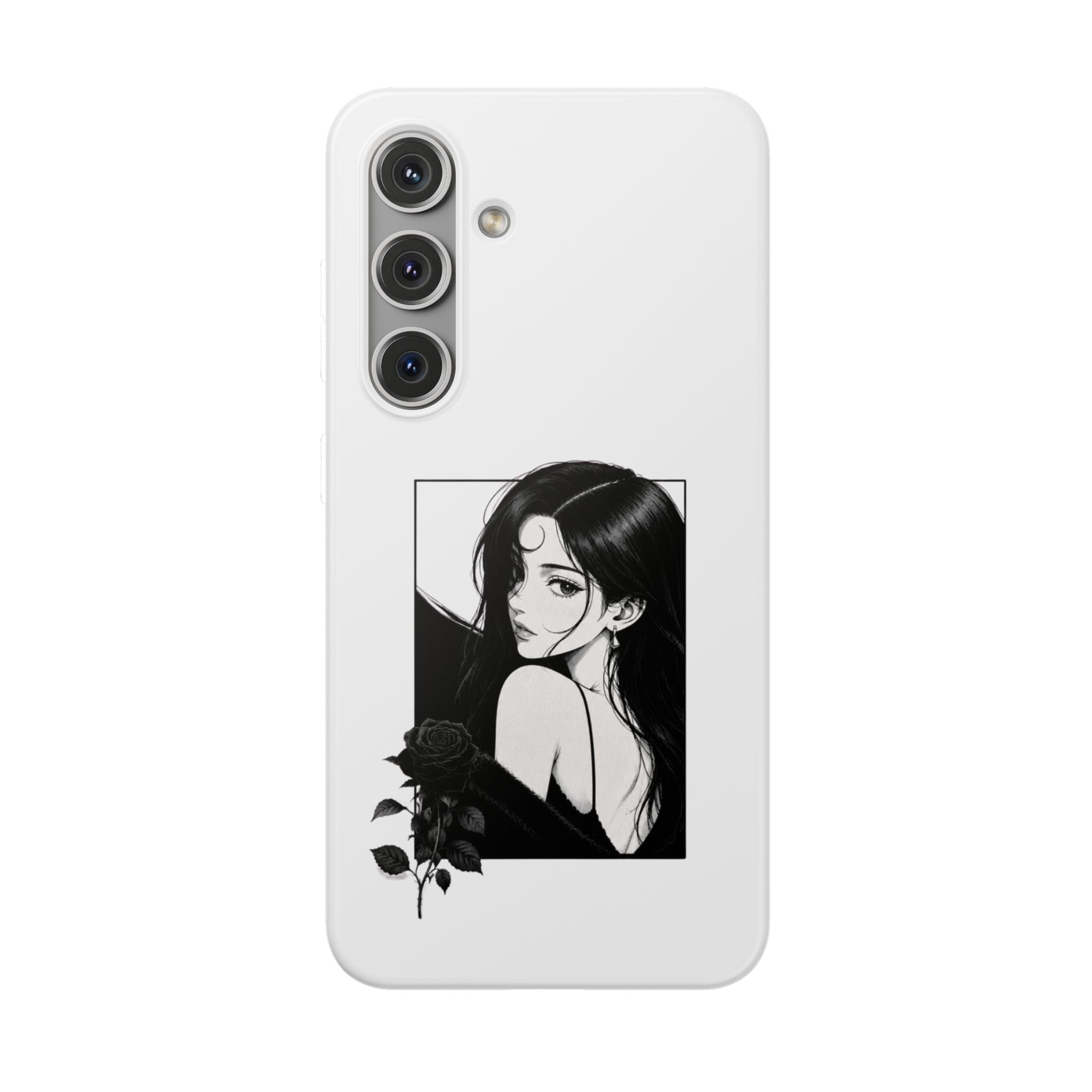 Anime Girl Noir Black Rose Illustration Flexi Case