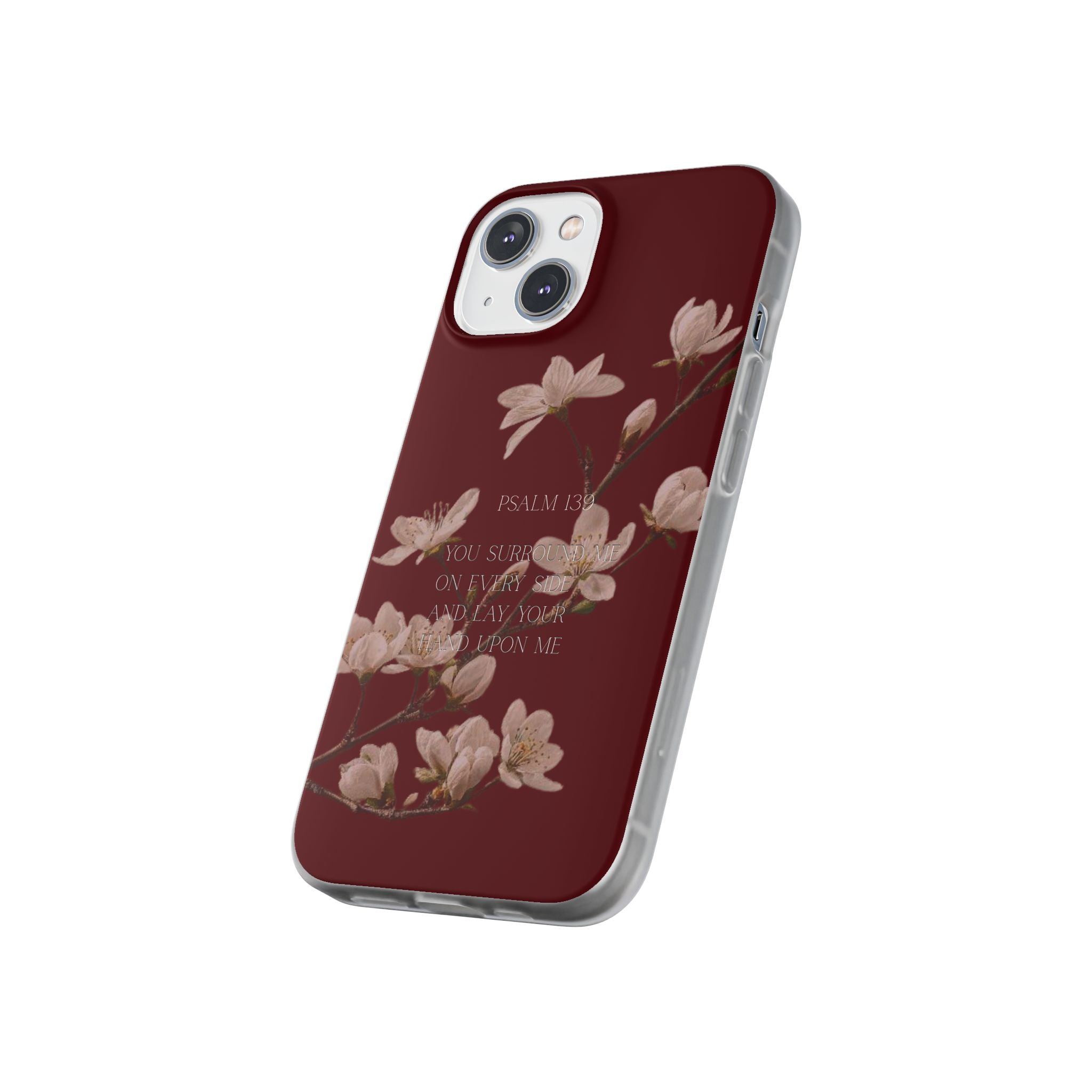Floral Psalm Phone Case — Psalm 139 Scripture Cherry Blossom iPhone Cover