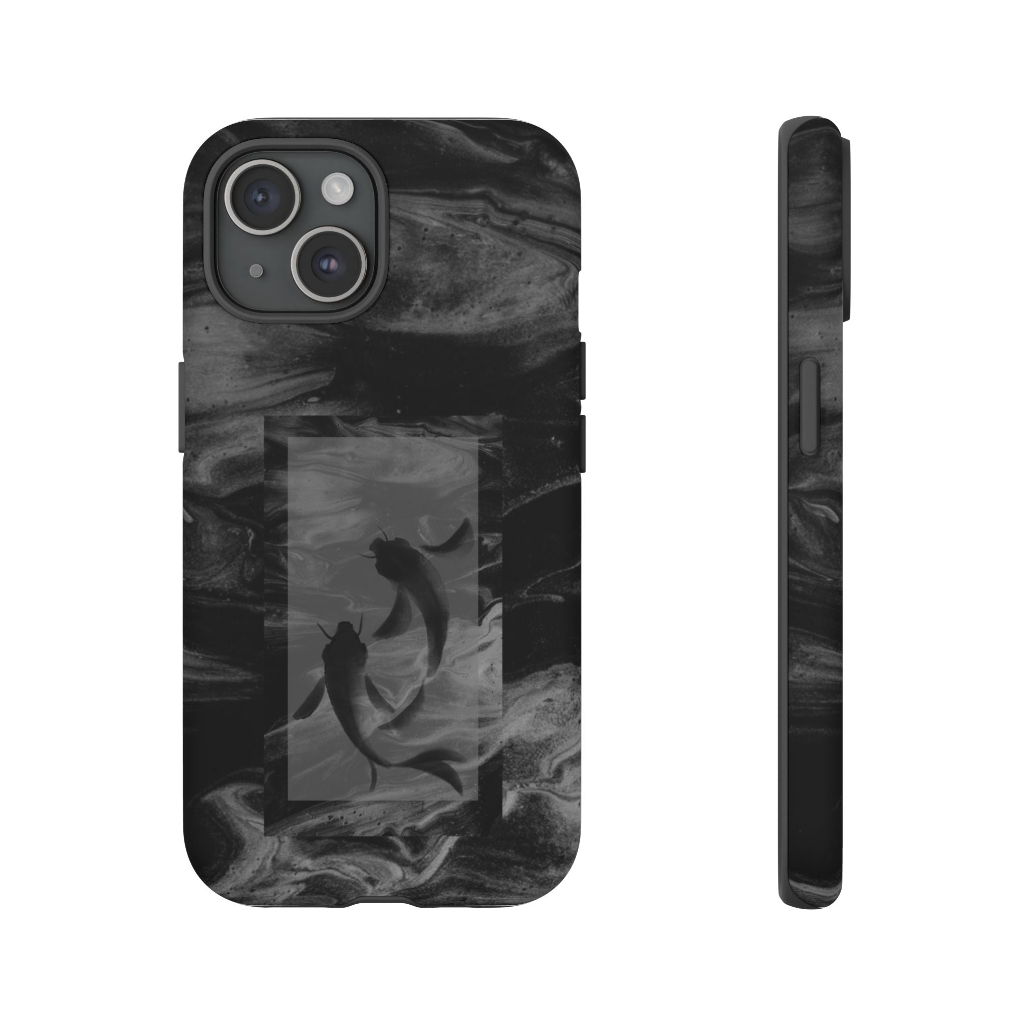 Koi Yin-Yang Marble Phone Case – Black Smoky Art Protection