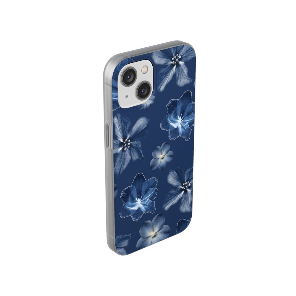 Floral Blue Phone Case — Navy Watercolor Blossom Flexi Case