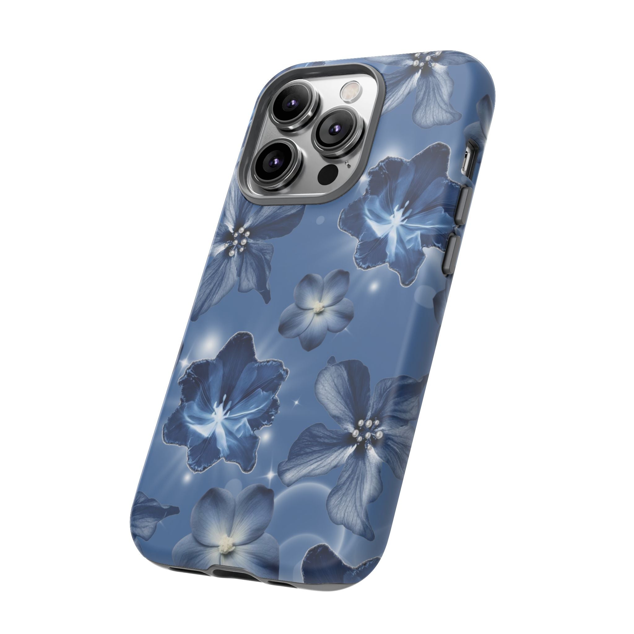 Blue Floral Tough Phone Case — Protective Blossom Design
