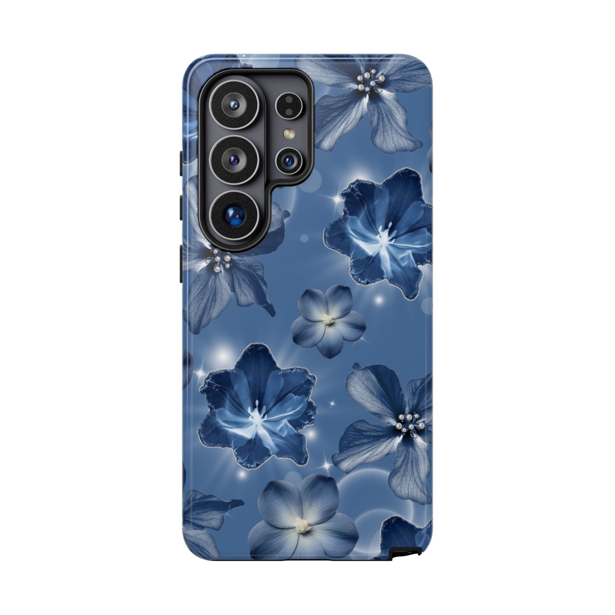 Blue Floral Tough Phone Case — Protective Blossom Design