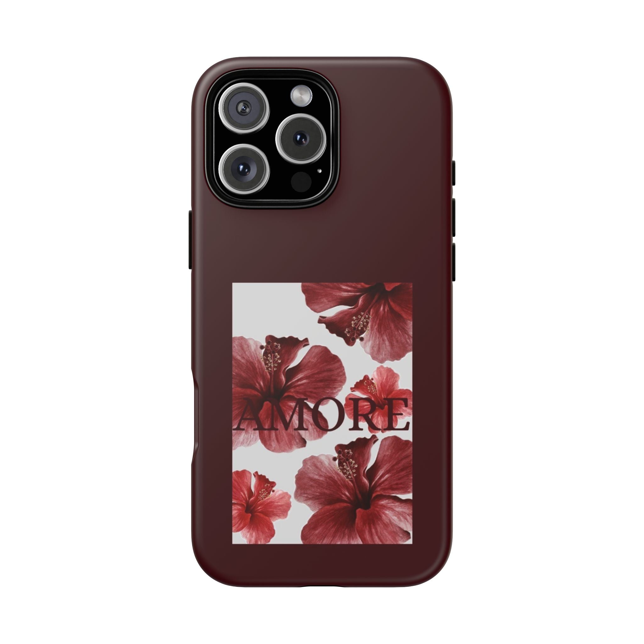 Amore Floral Phone Case — Burgundy Tough Protective Cover