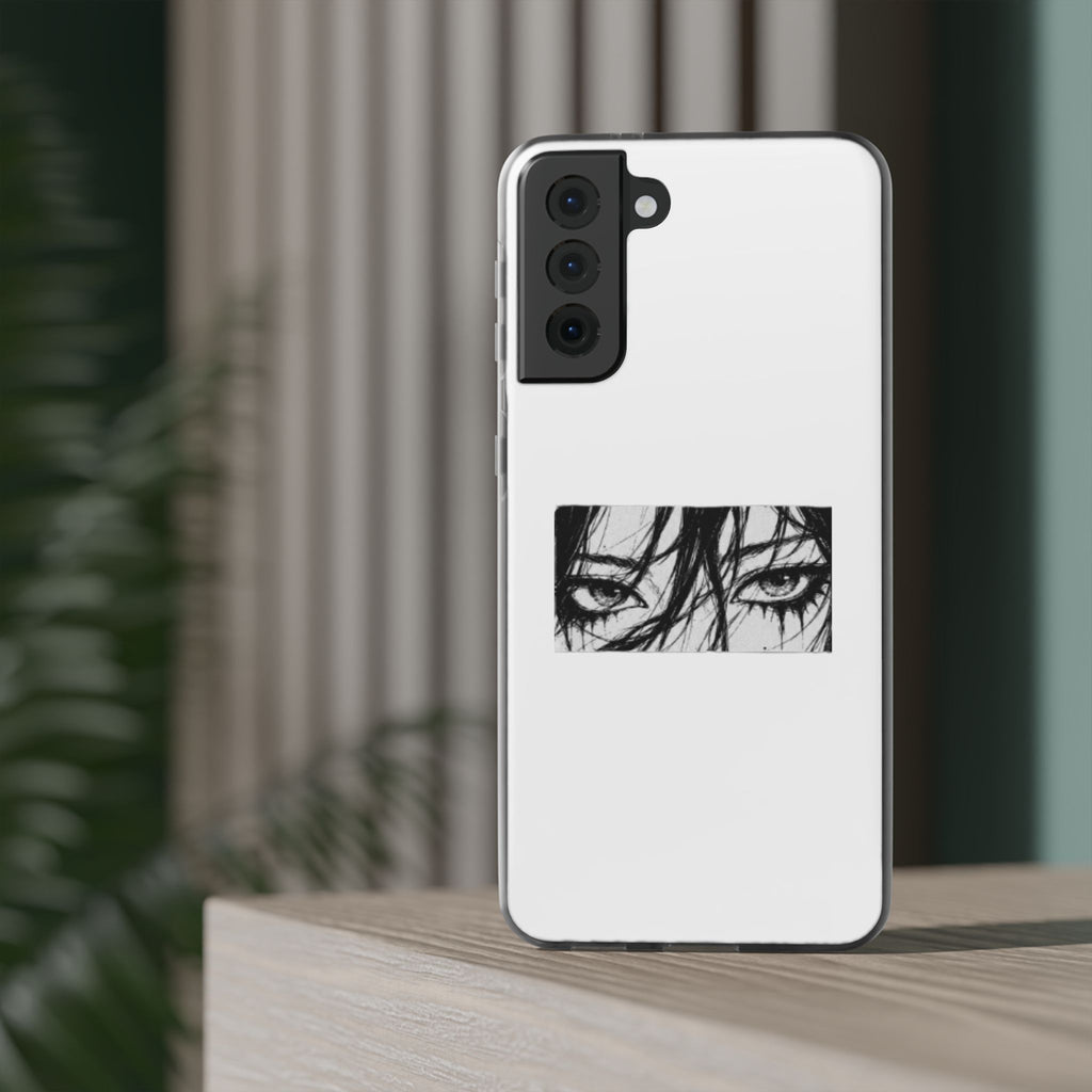 Anime Eyes Illustration Phone Case - Moody Black & White Flexi Case