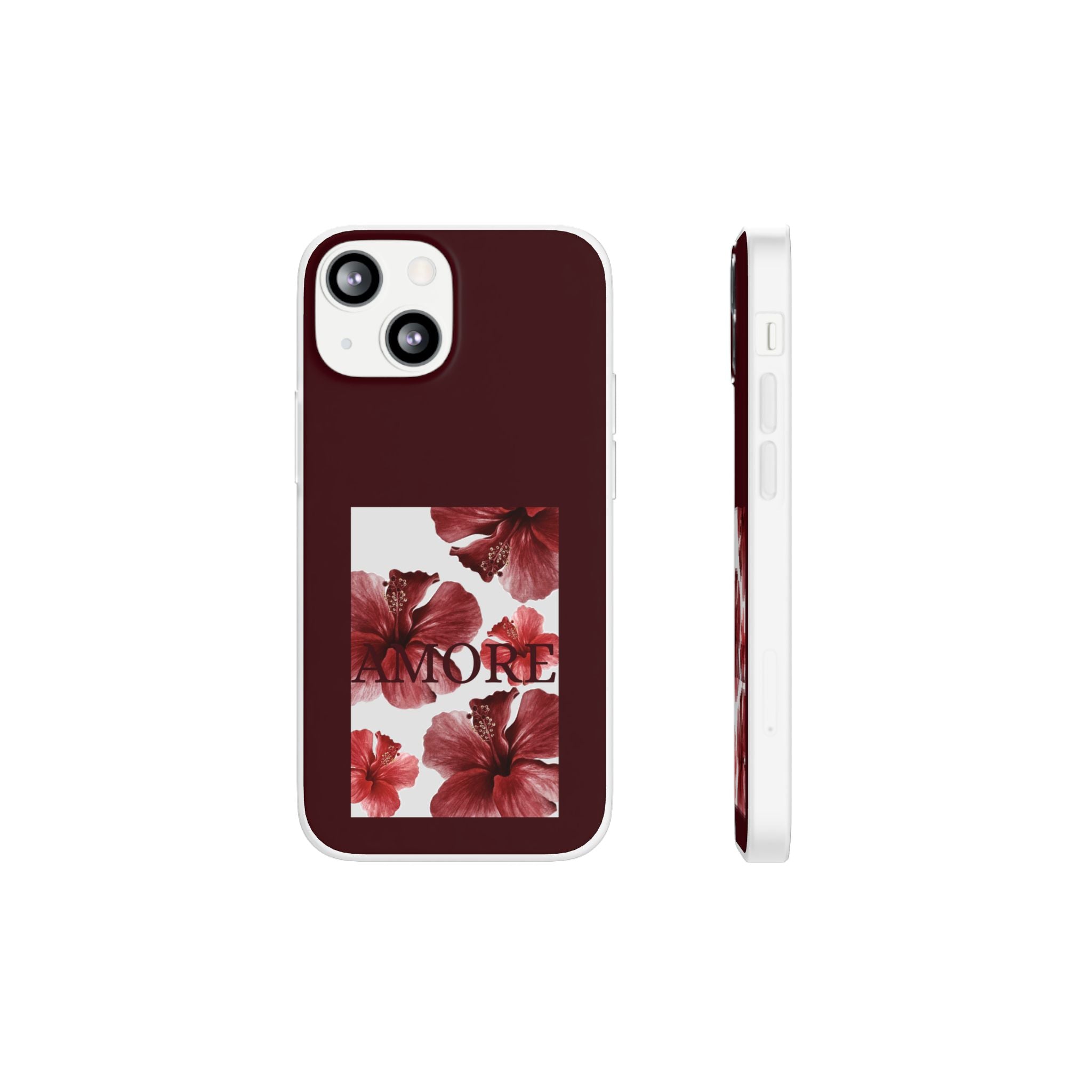Floral Amore Phone Case — Burgundy Hibiscus Flexible Protection
