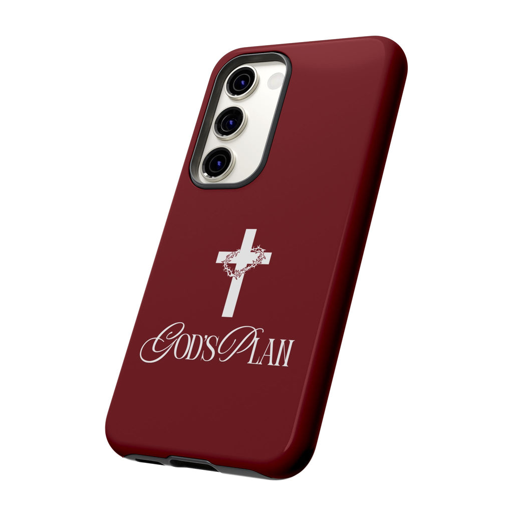 God's Plan — Christian Tough Phone Case | Cross Faith Burgundy Cover