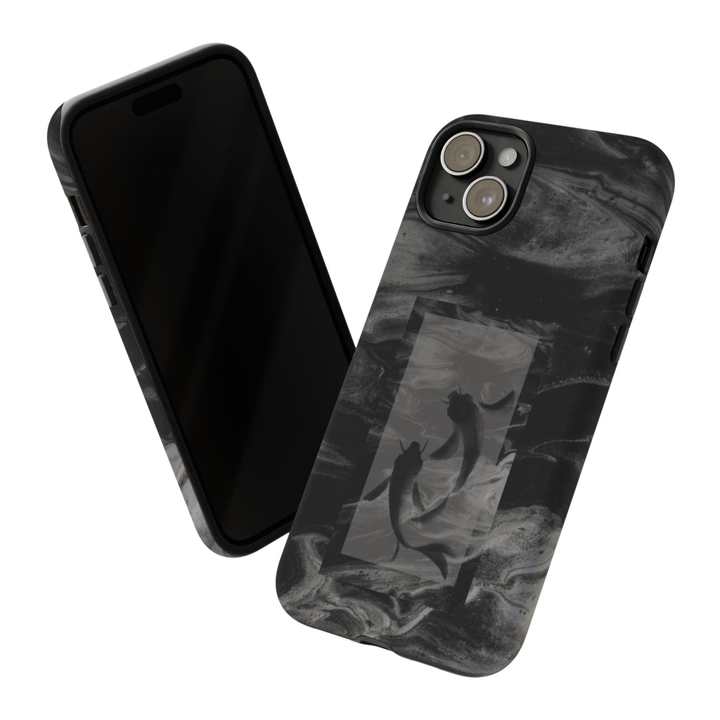 Koi Yin-Yang Marble Phone Case – Black Smoky Art Protection