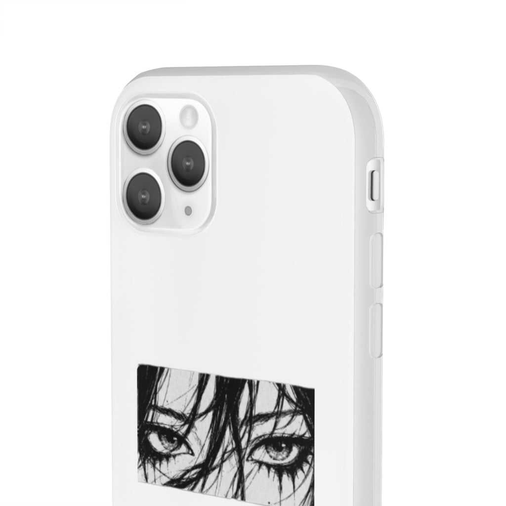 Anime Eyes Illustration Phone Case - Moody Black & White Flexi Case