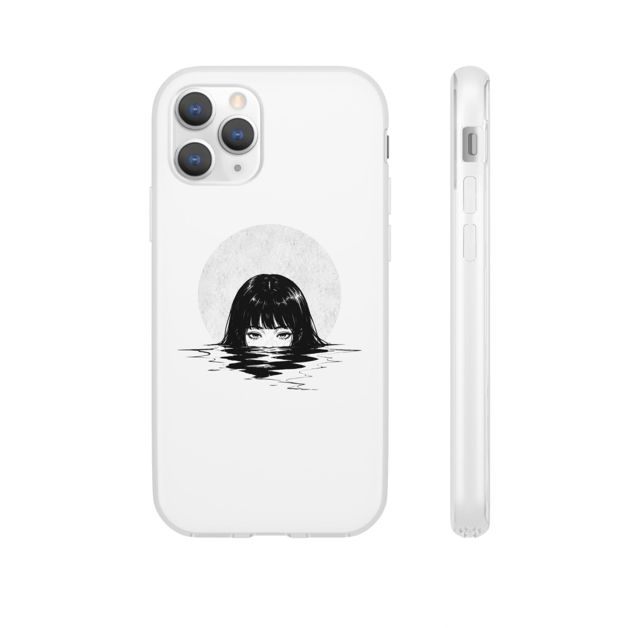 Minimalist Creepy Girl Moon Design