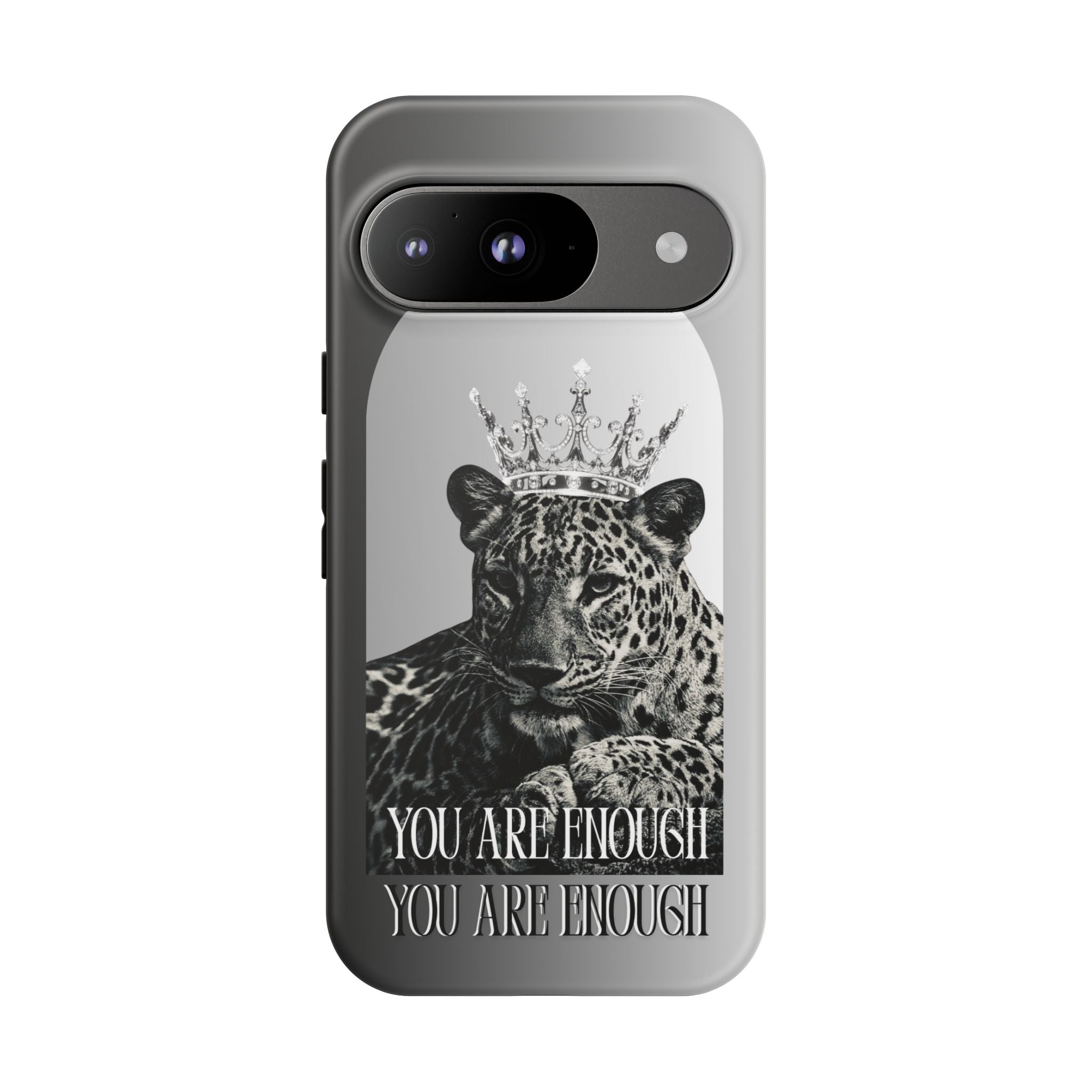 Leopard Crown Phone Case — "You Are Enough" Inspirational Protective Cover
