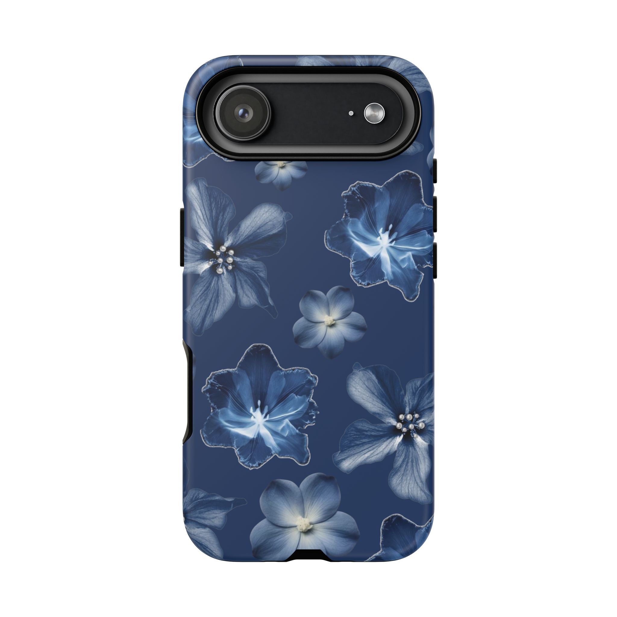 Navy Floral Tough Phone Case — Blue Bloom Protective Cover