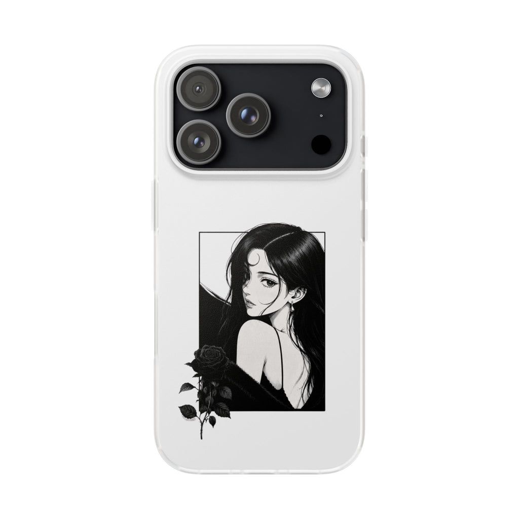 Anime Girl Noir Black Rose Illustration Flexi Case