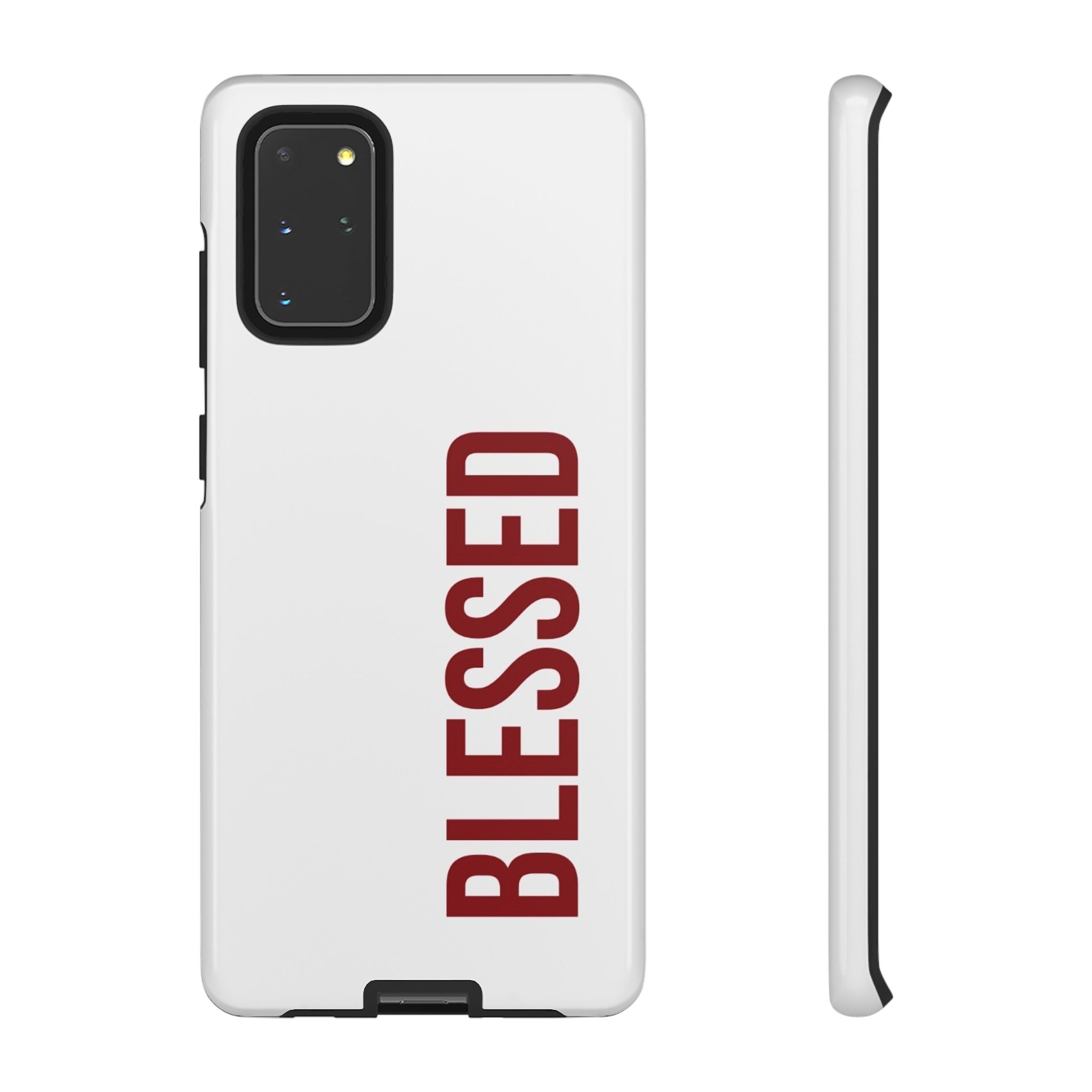 Blessed Vertical Phone Case — Protective Slim iPhone Cover with Red 'BLESSED' Text