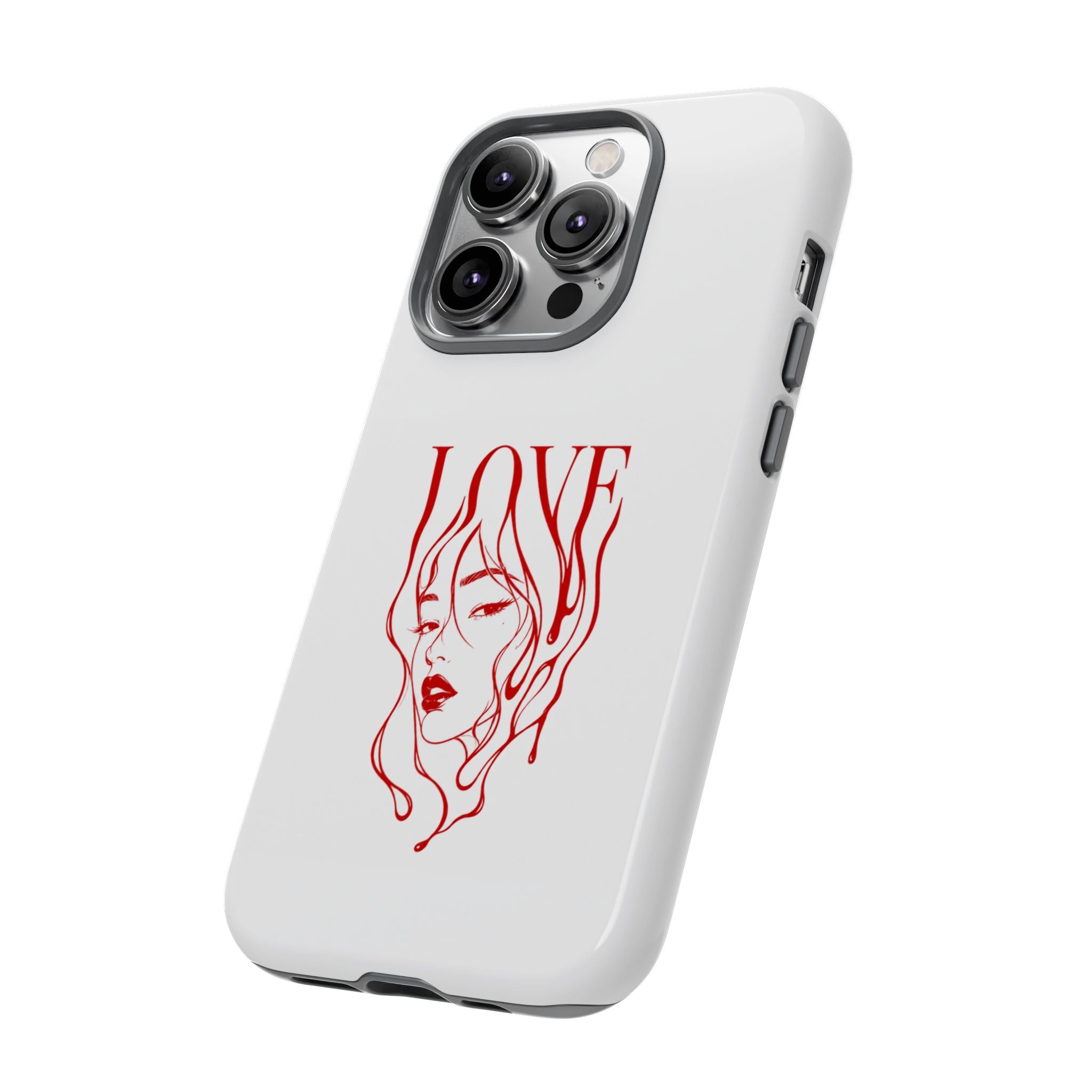Red Line Art 'Love' Face Design - Tough Case
