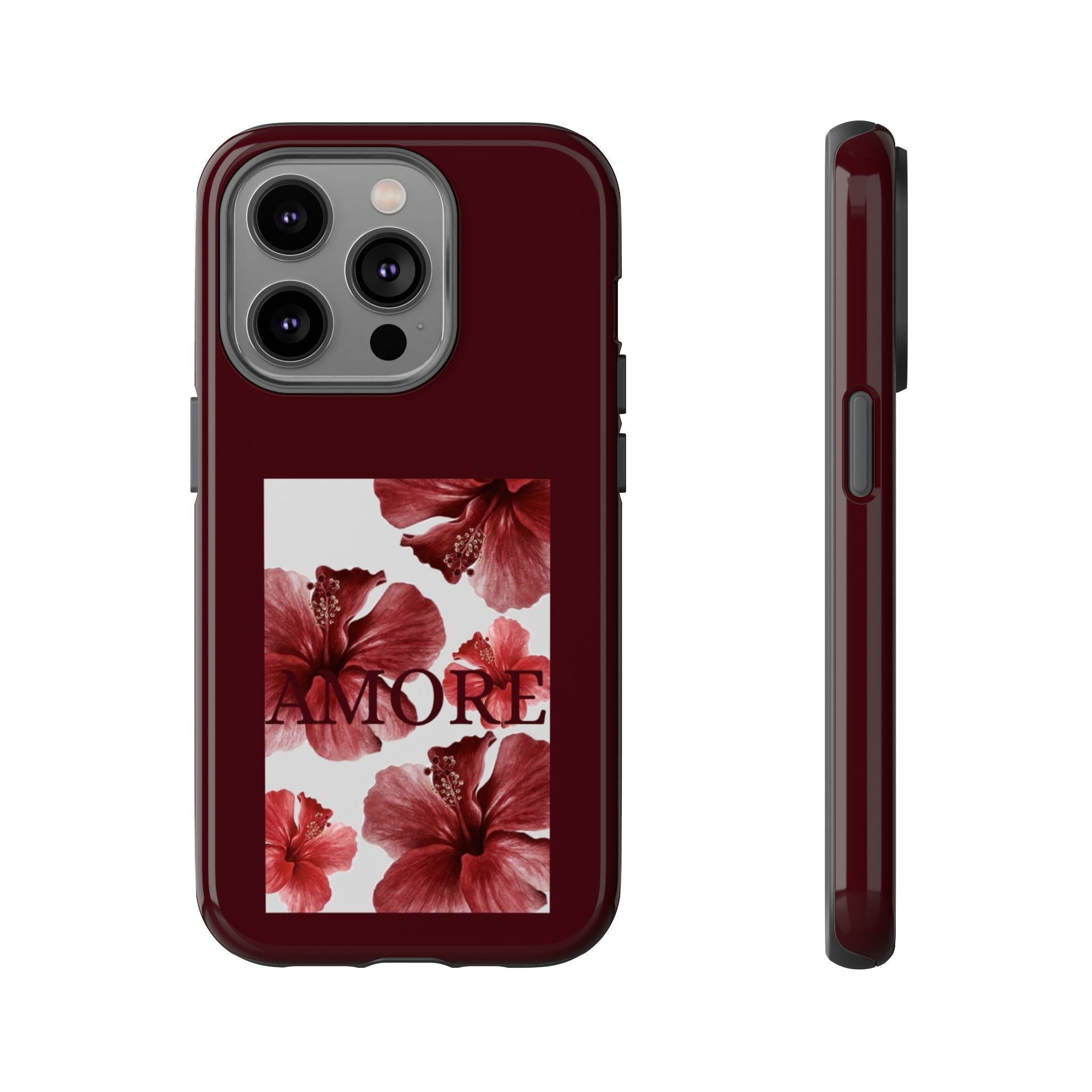 Amore Floral Phone Case — Burgundy Tough Protective Cover