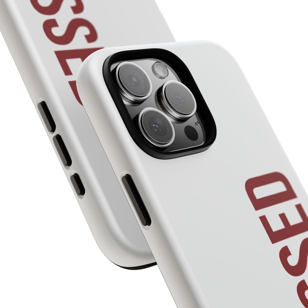 Blessed Vertical Phone Case — Protective Slim iPhone Cover with Red 'BLESSED' Text